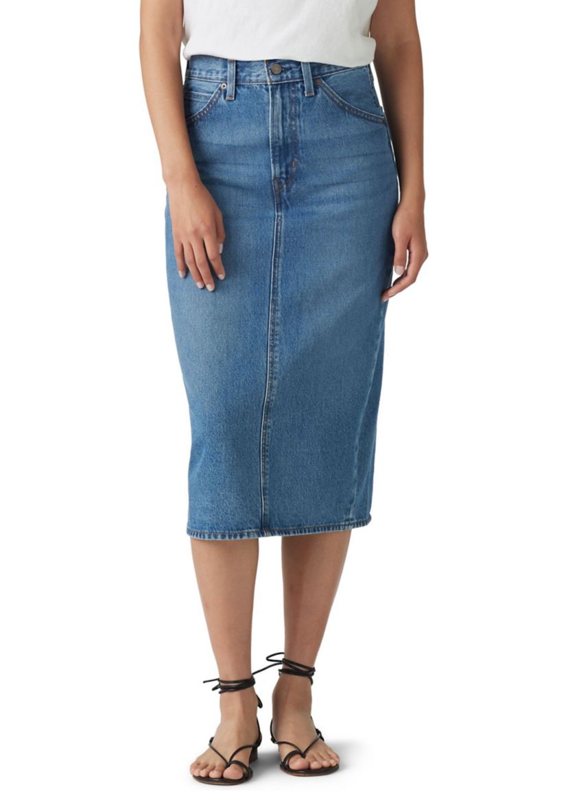 Womens High Rise Slit Skirt 
