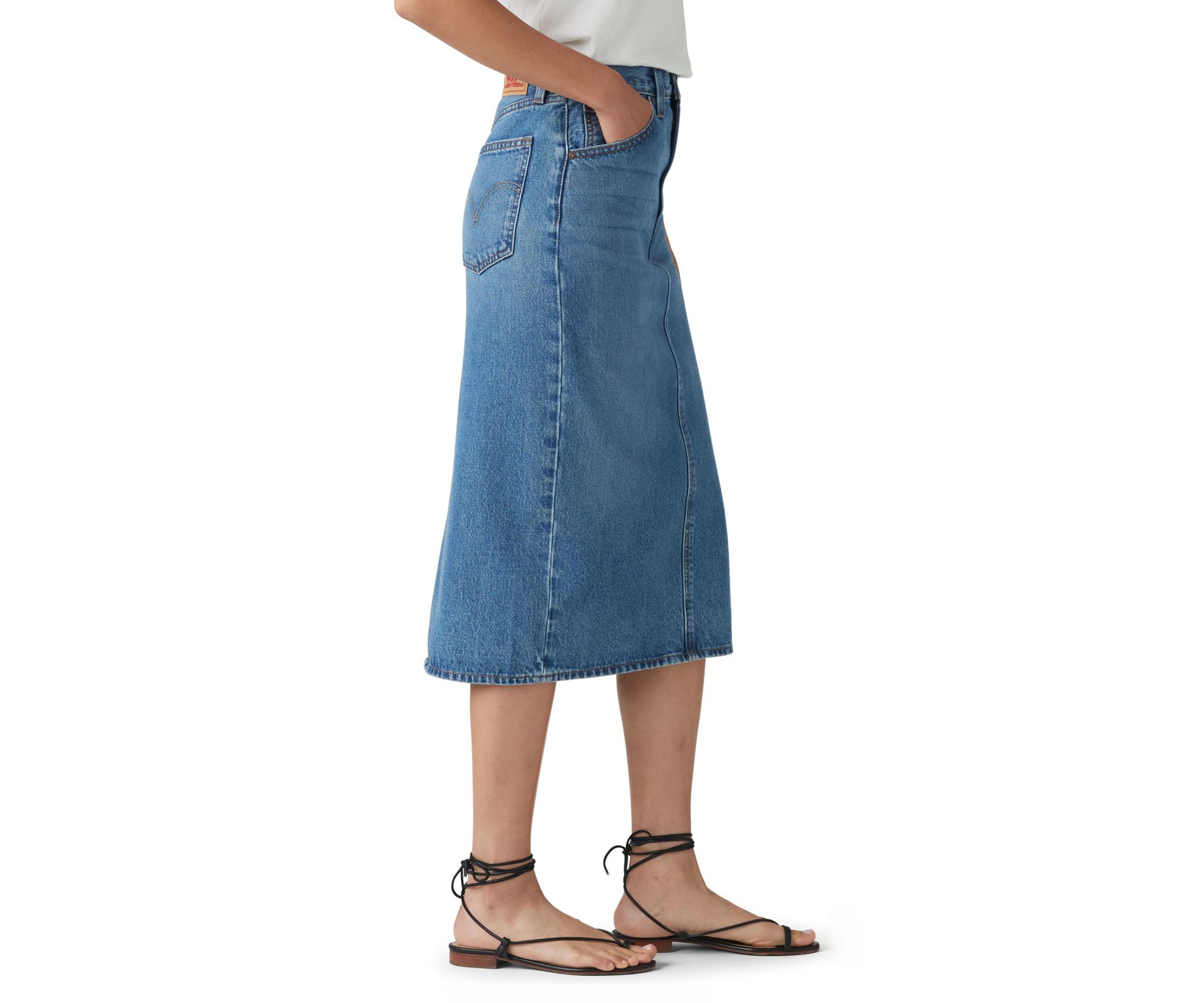 Womens High Rise Slit Skirt 