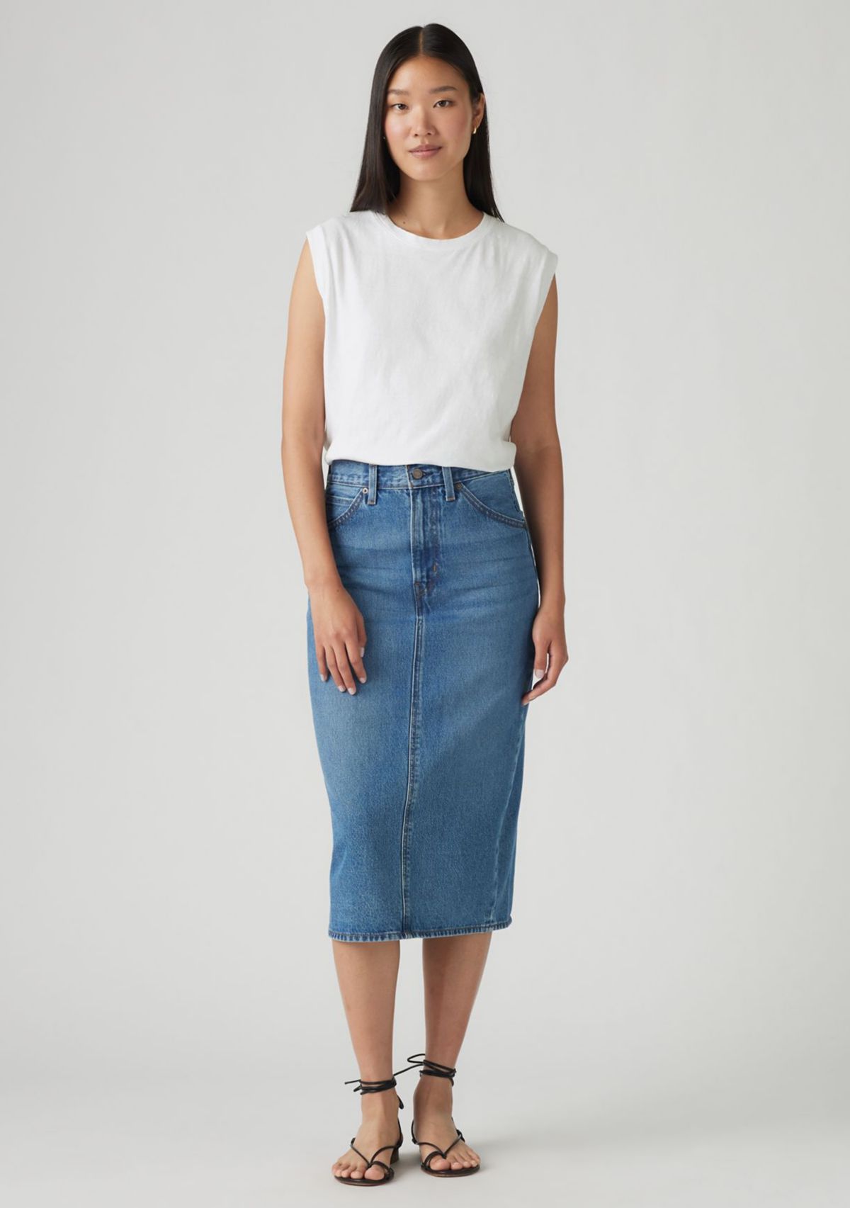Womens High Rise Slit Skirt 