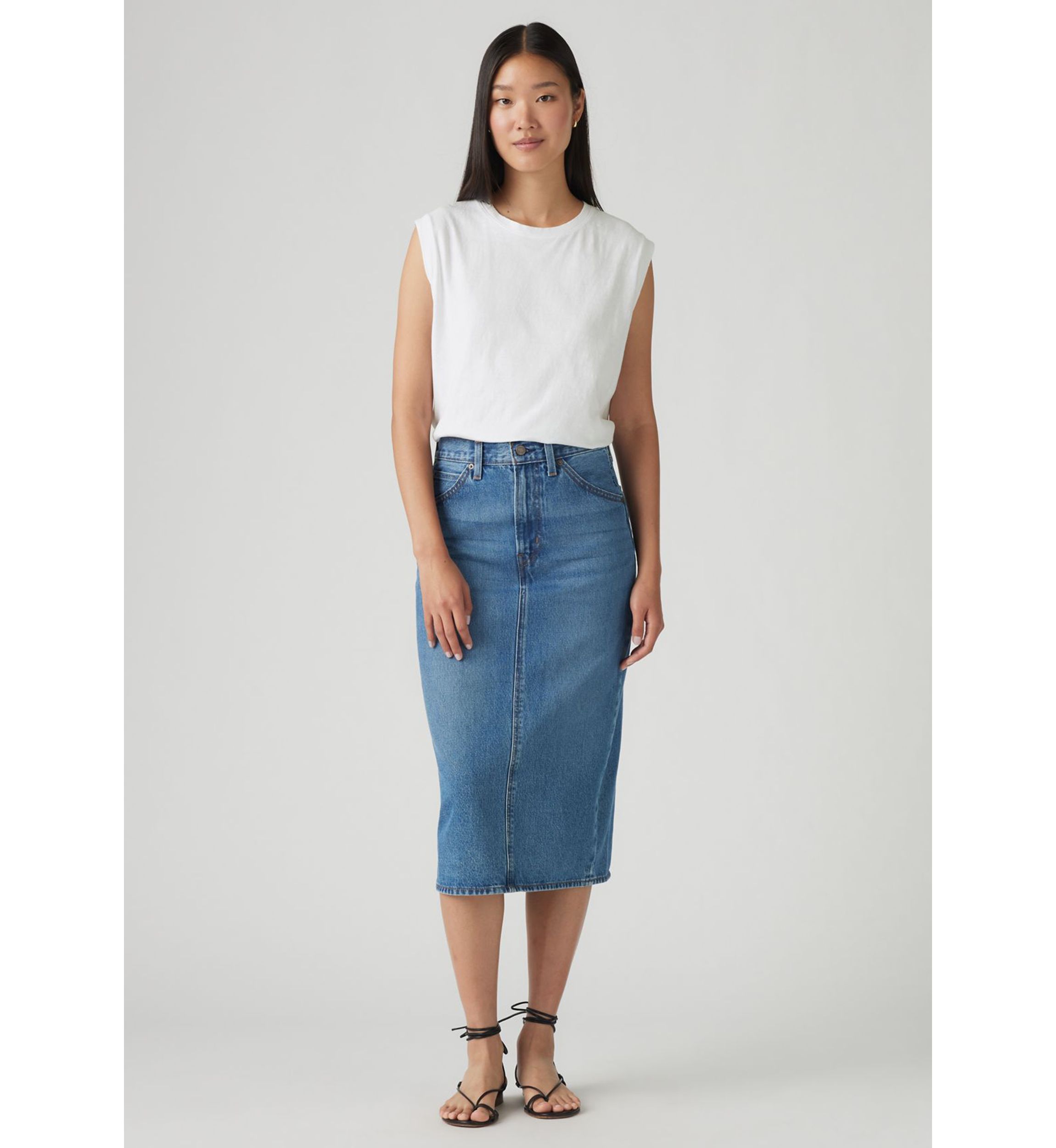 Womens High Rise Slit Skirt 