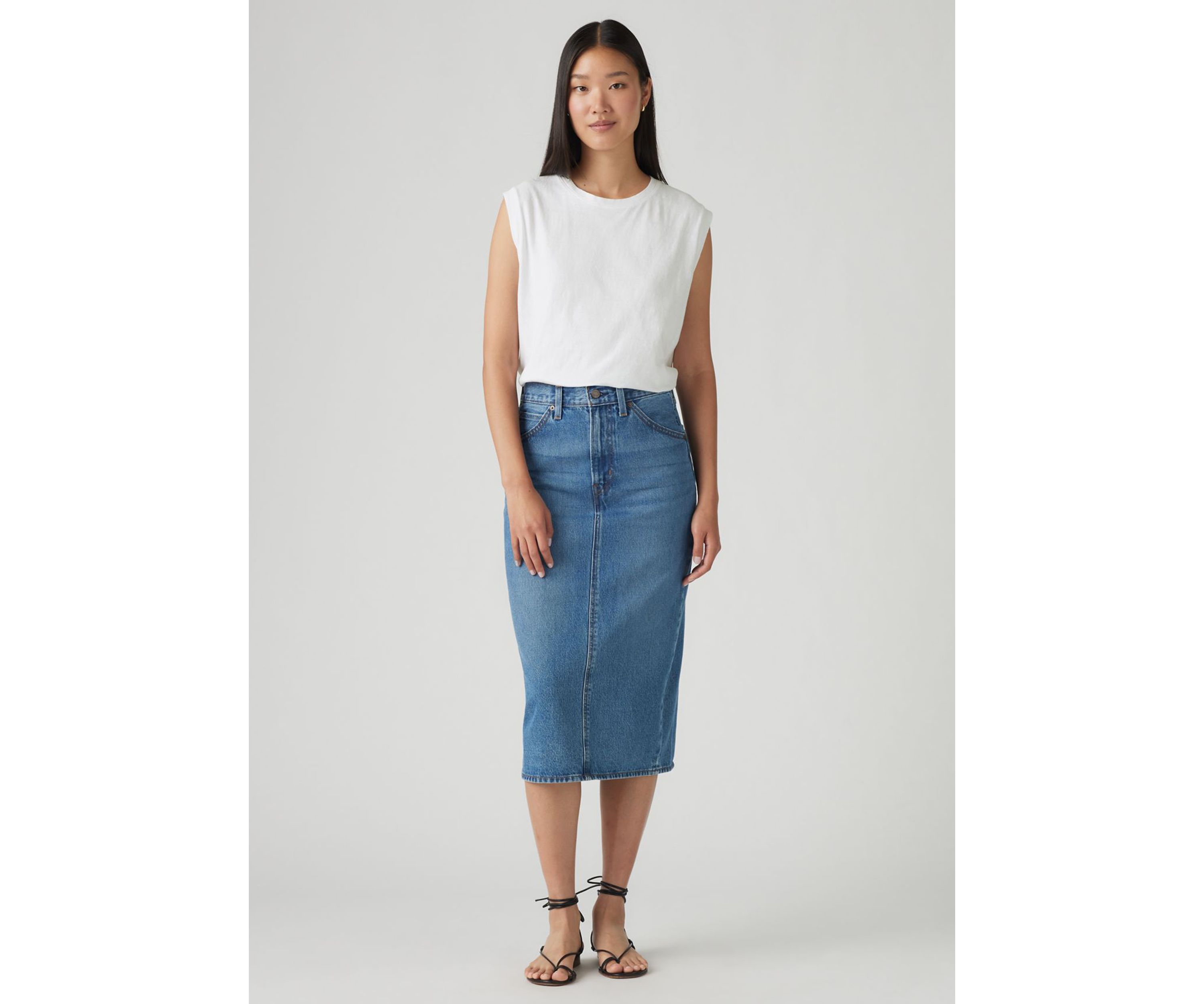 Womens High Rise Slit Skirt 