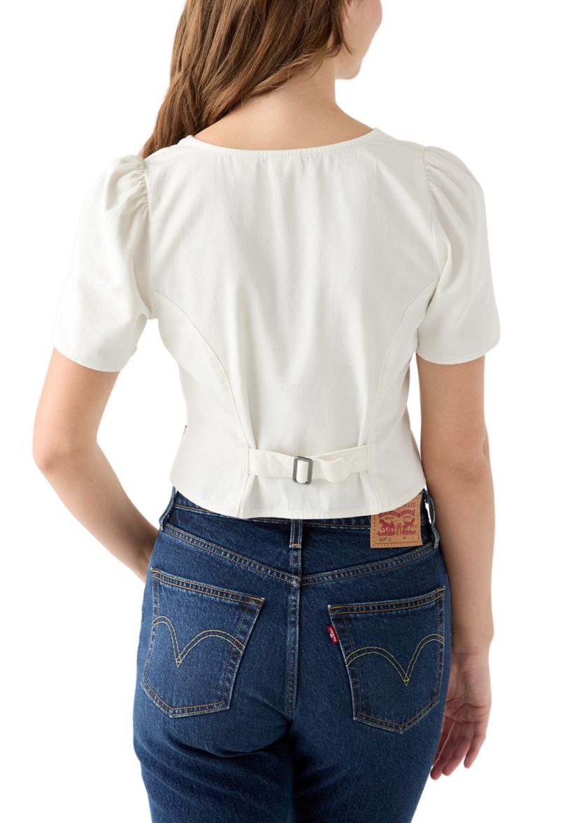 Moxie Short Sleeve Button Front Woven Top