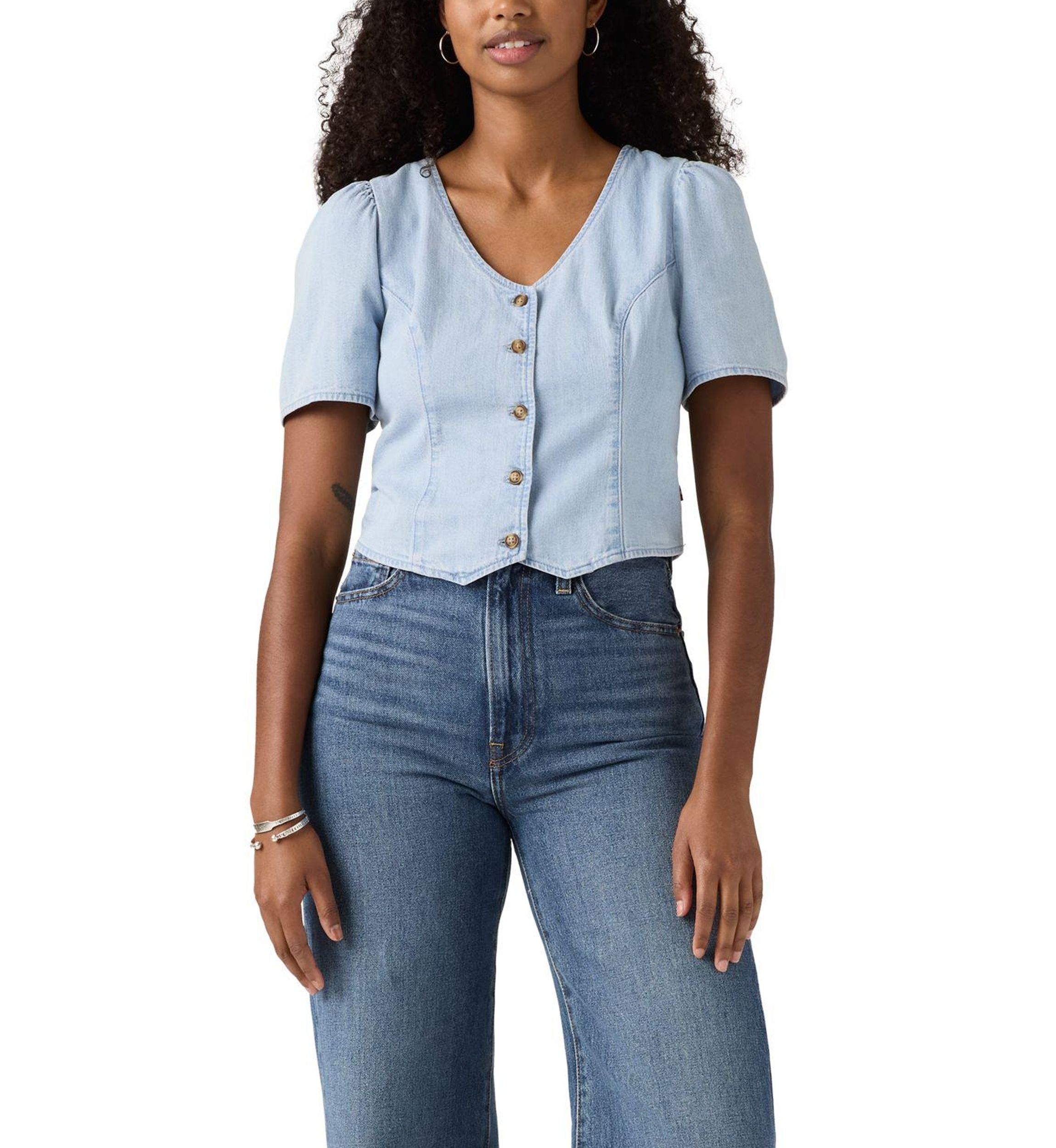 Moxie Short Sleeve Button Front Woven Shirt