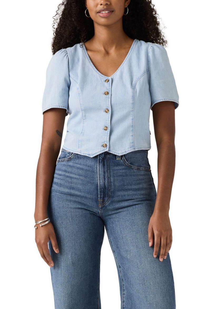 Moxie Short Sleeve Button Front Woven Shirt