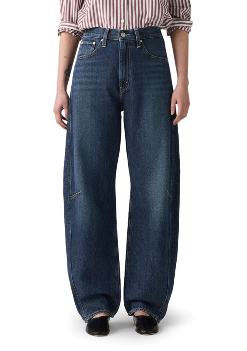 Cinched Barrel Mom Jeans 