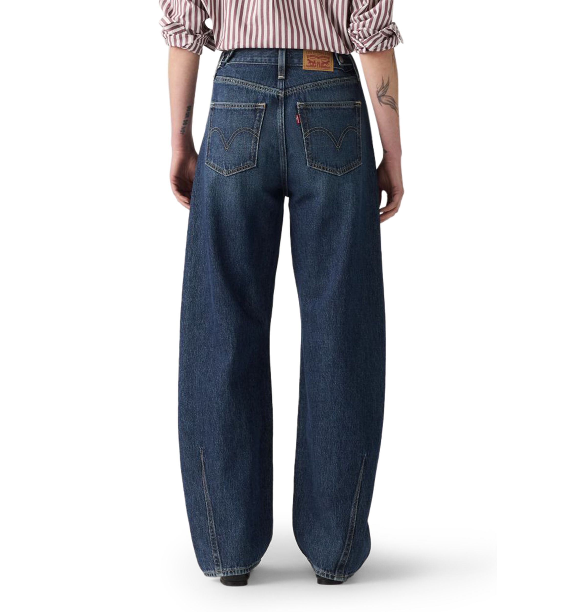 Cinched Barrel Mom Jeans 