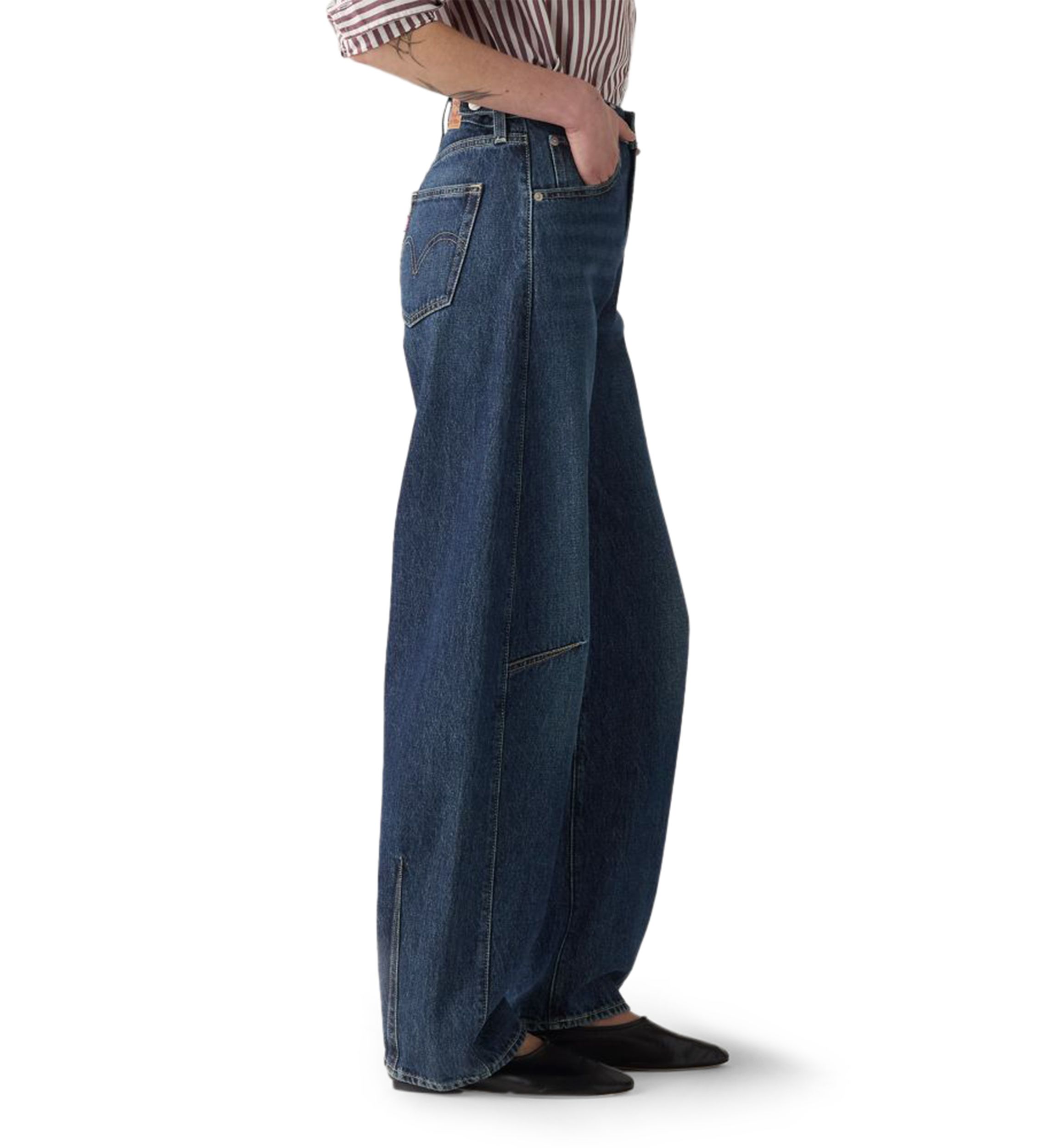 Cinched Barrel Mom Jeans 