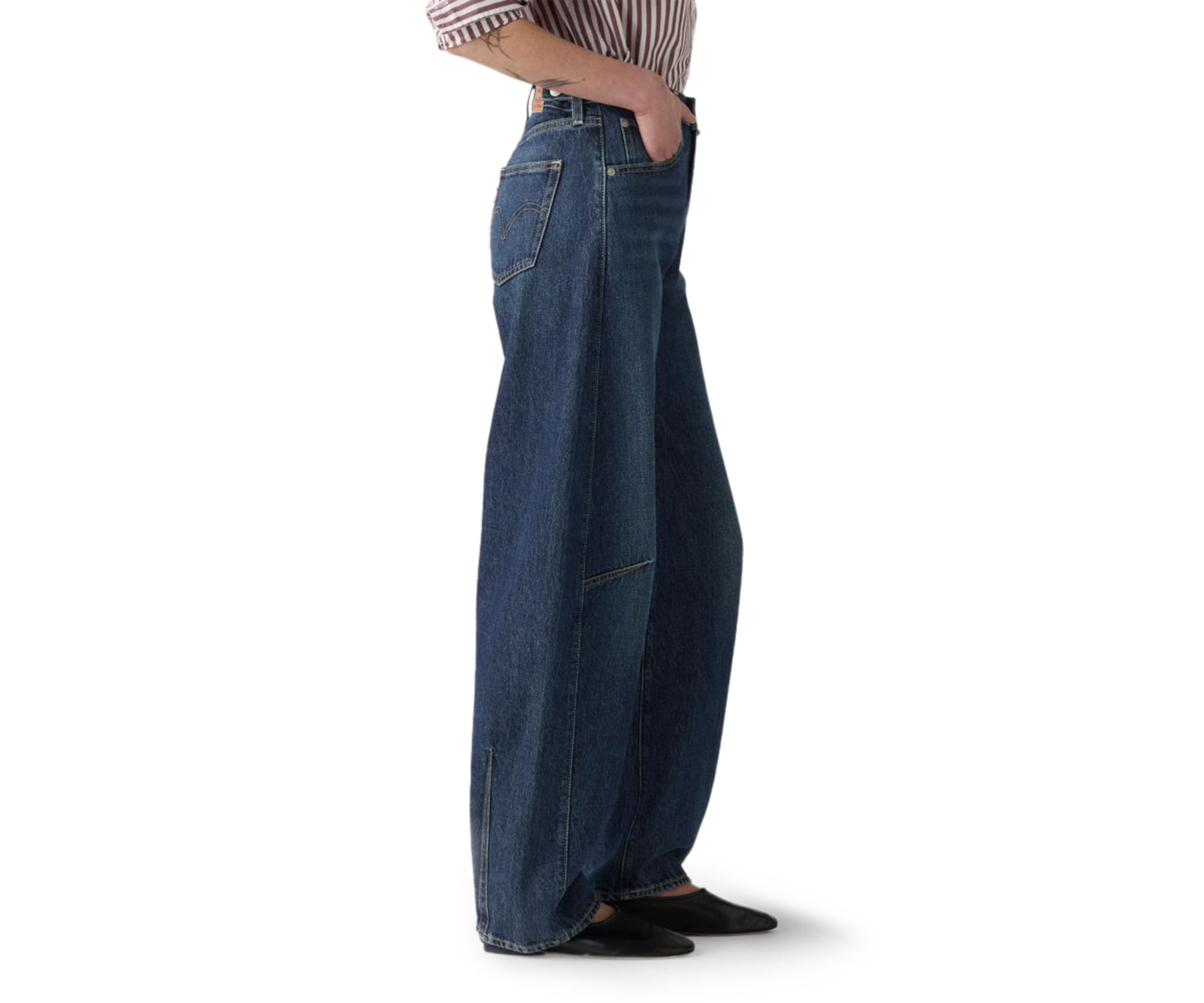 Cinched Barrel Mom Jeans 