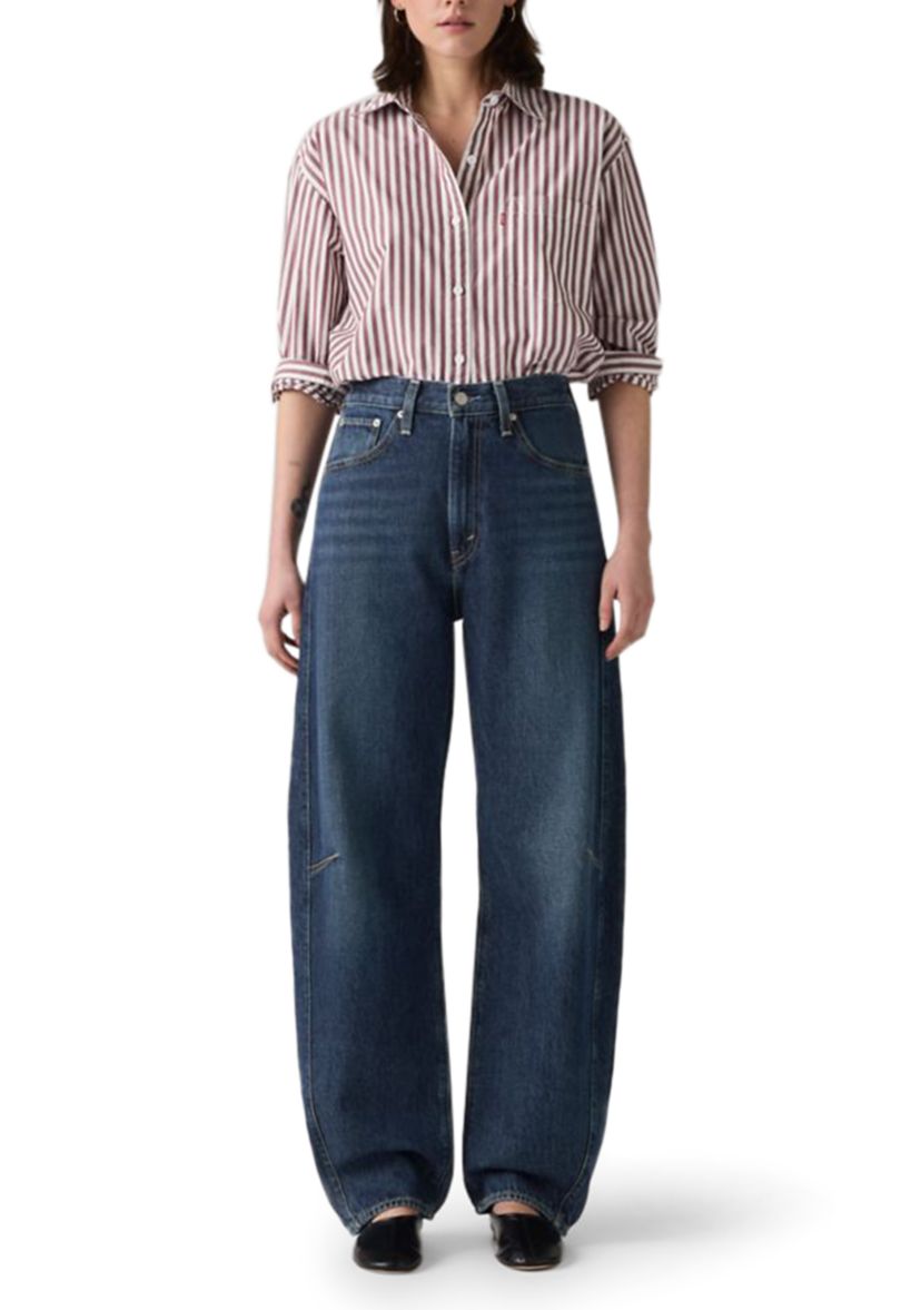 Cinched Barrel Mom Jeans 