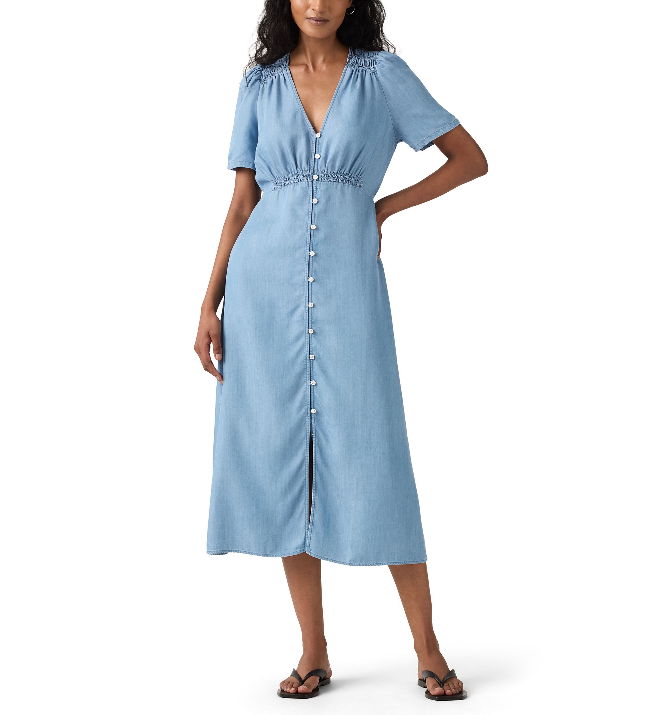 knee length dresses for ladies Women's Empire Waist Midi Dress