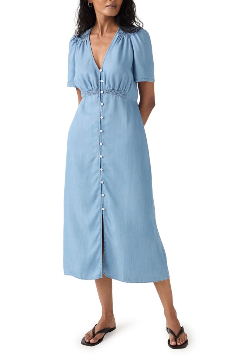 midi bubble dresses Printed Bubble Sleeve Midi Dress