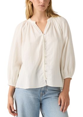 Levi's Women's Phoebe Sugar Swizzle 3/4 Puff Sleeve Blouse, Small