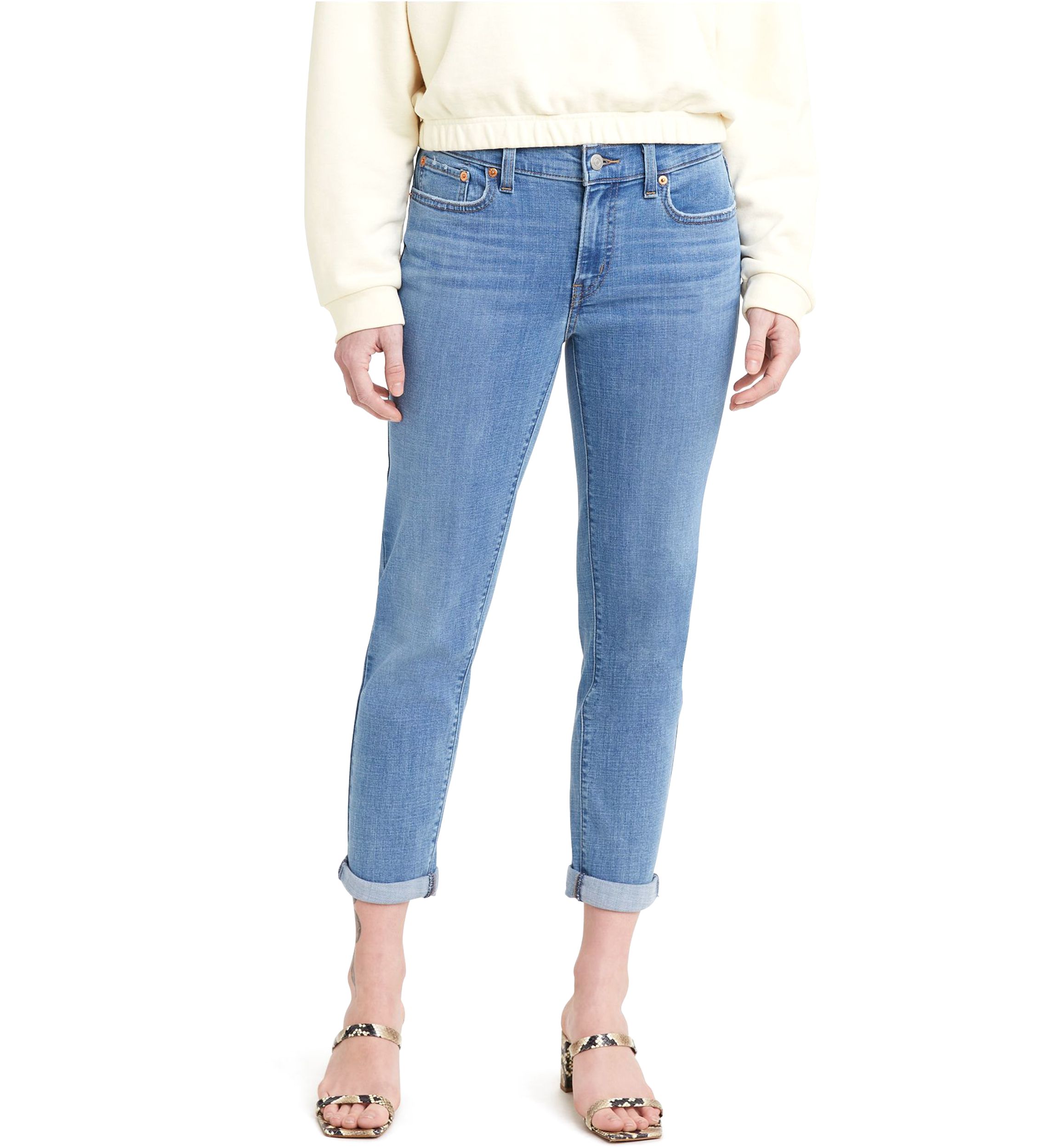 Mid Rise Boyfriend Jeans