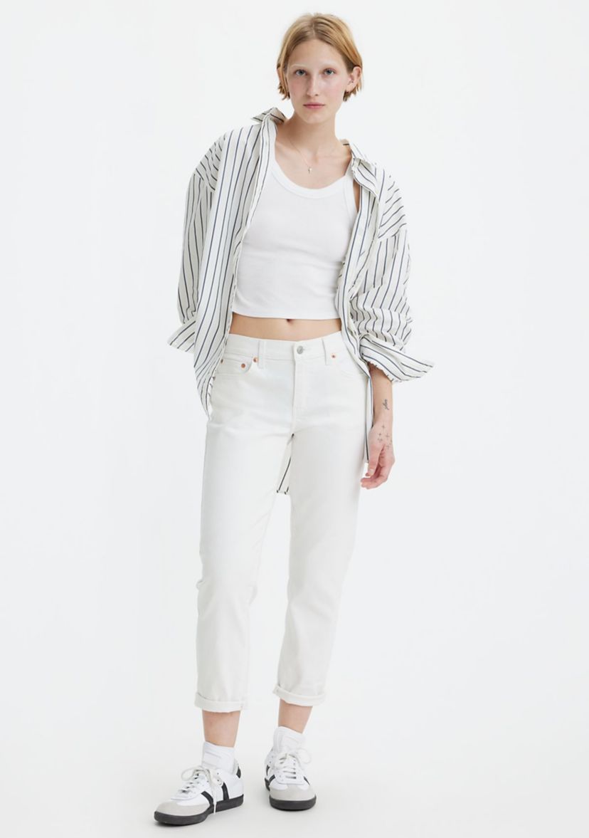 Womens Mid Rise Boyfriend Jeans
