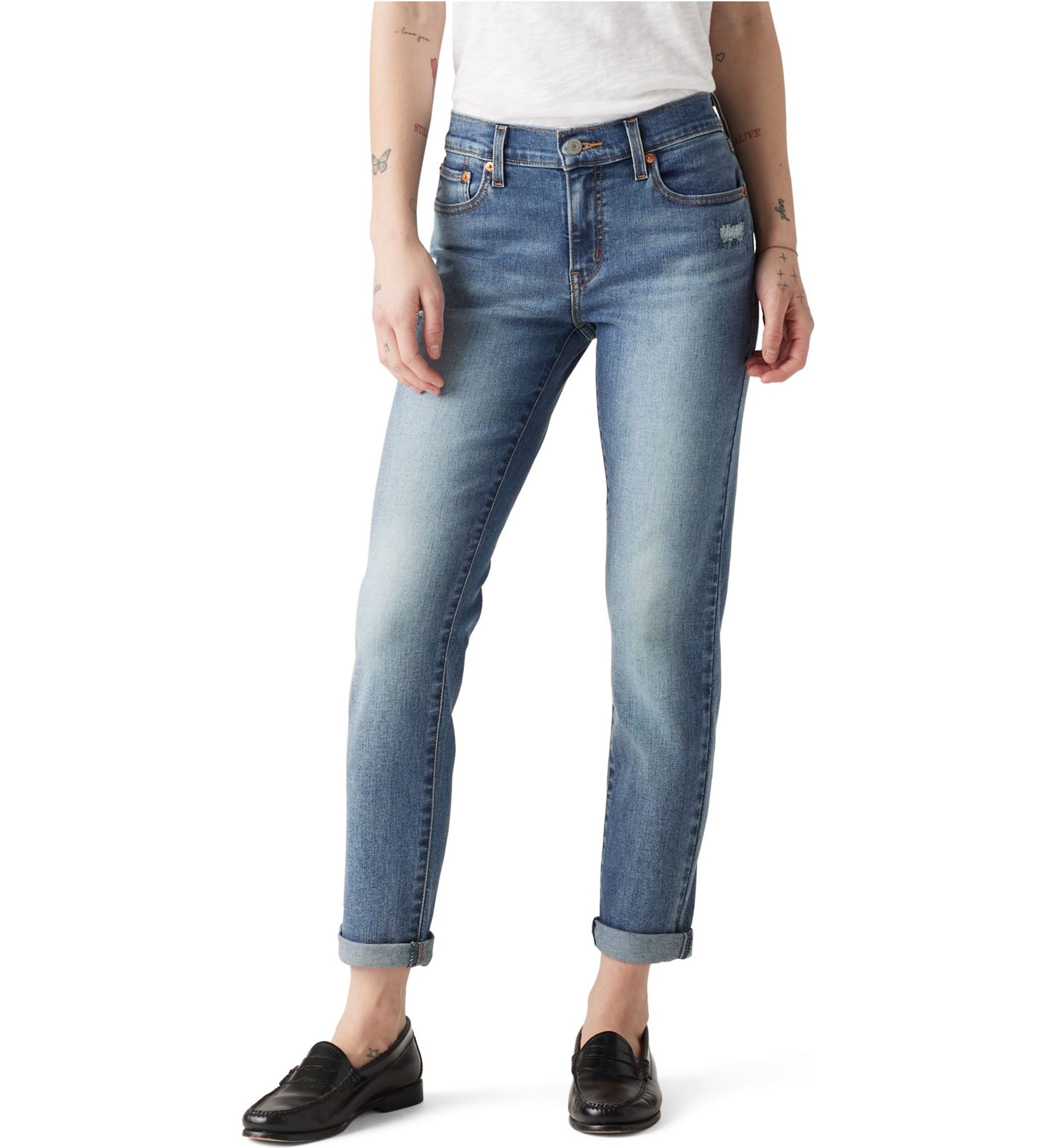 Mid Rise Boyfriend Jeans
