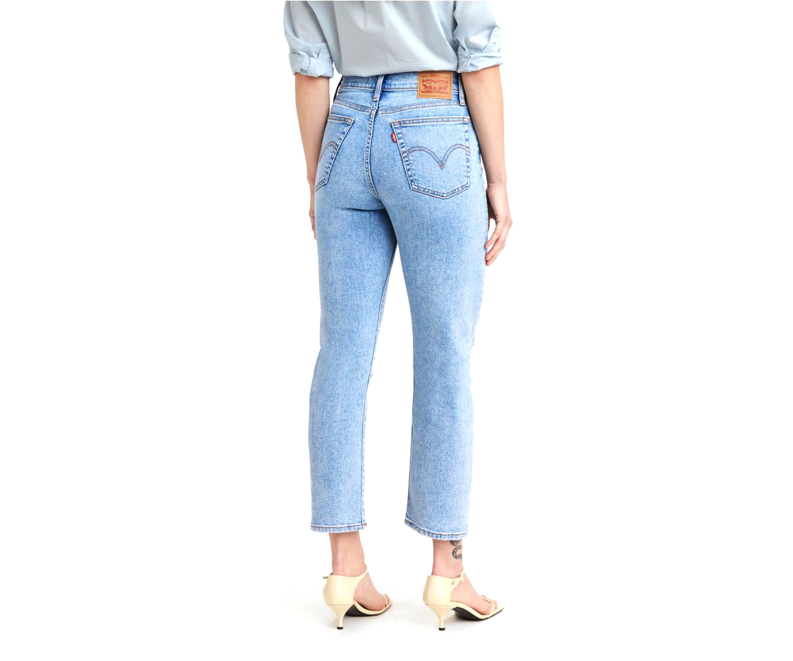 Straight Leg Cropped Destructed Denim Jeans 