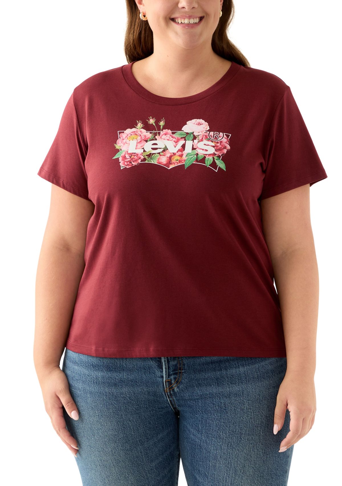 Plus Size Rose Logo Graphic T-Shirt 