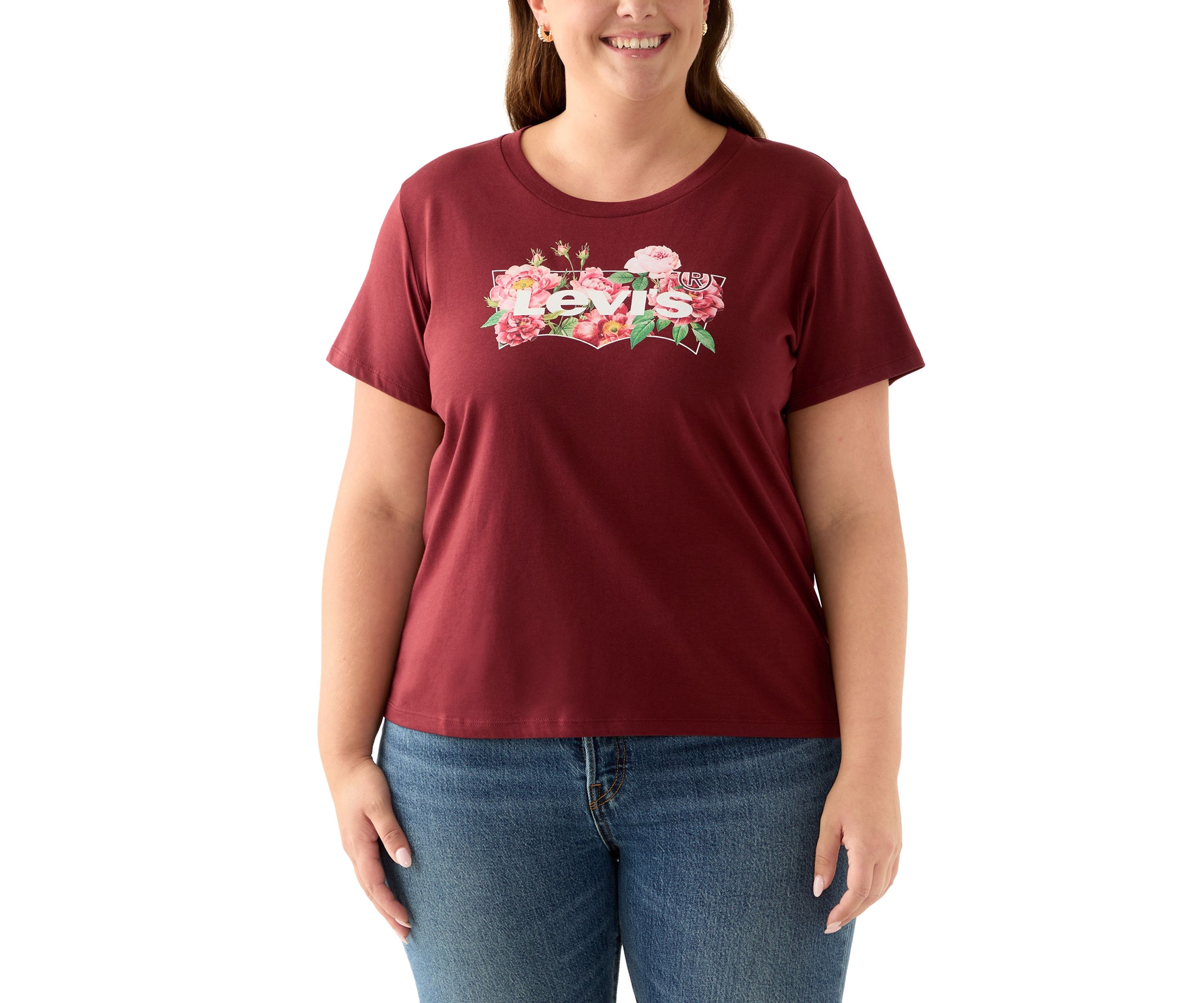 Plus Size Rose Logo Graphic T-Shirt 