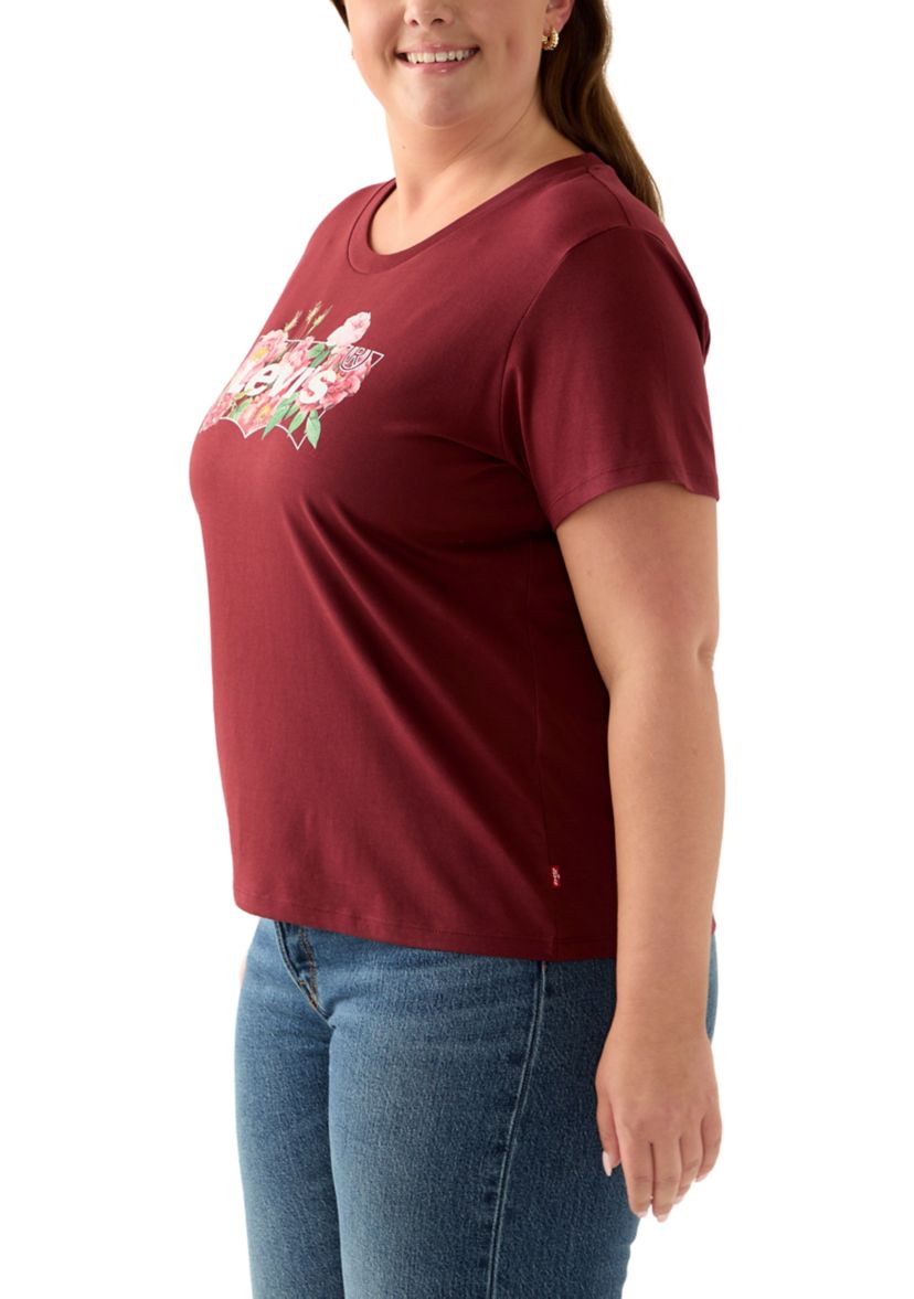 Plus Size Rose Logo Graphic T-Shirt 