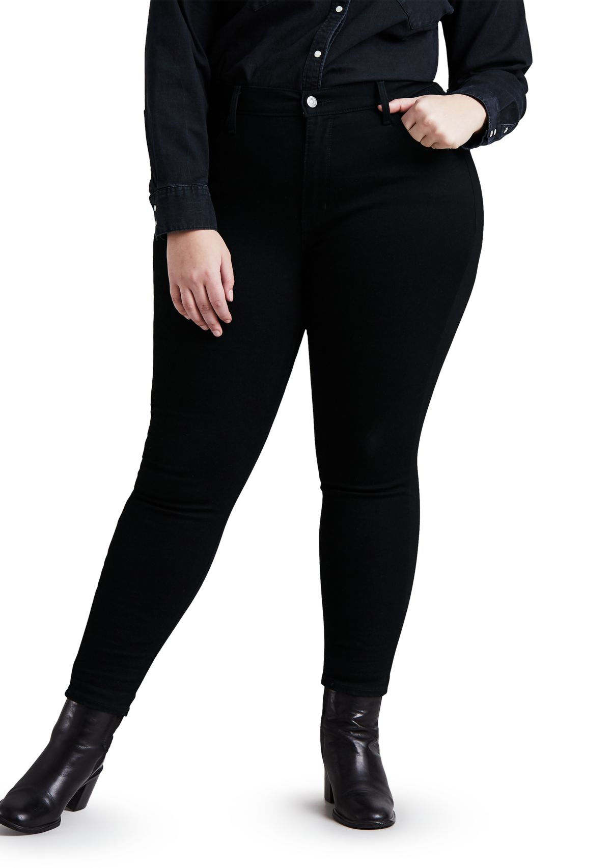 Plus Size 720 High Rise Super Skinny Blackest Night Denim Jeans