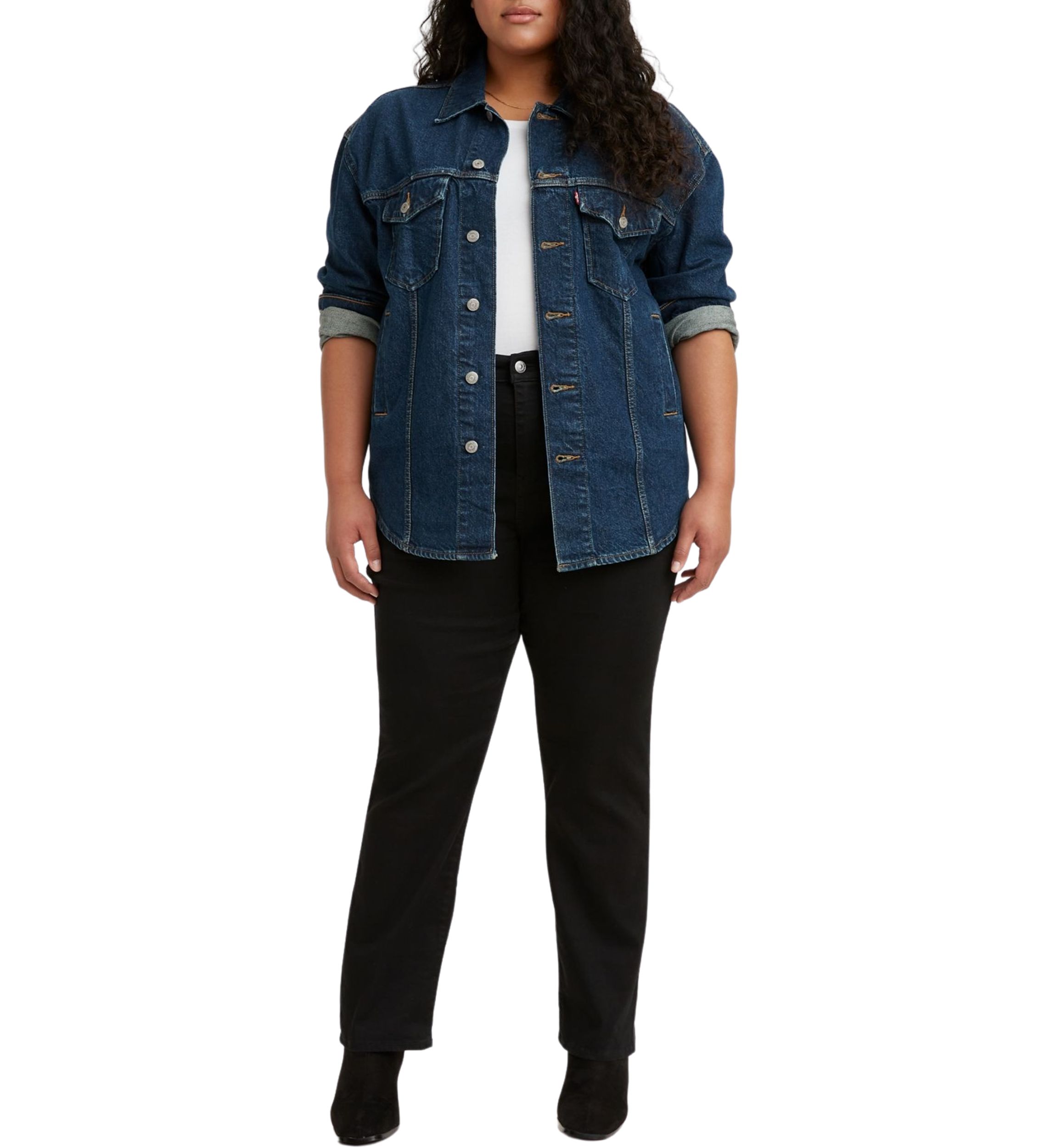Plus Size High Rise Straight Jeans
