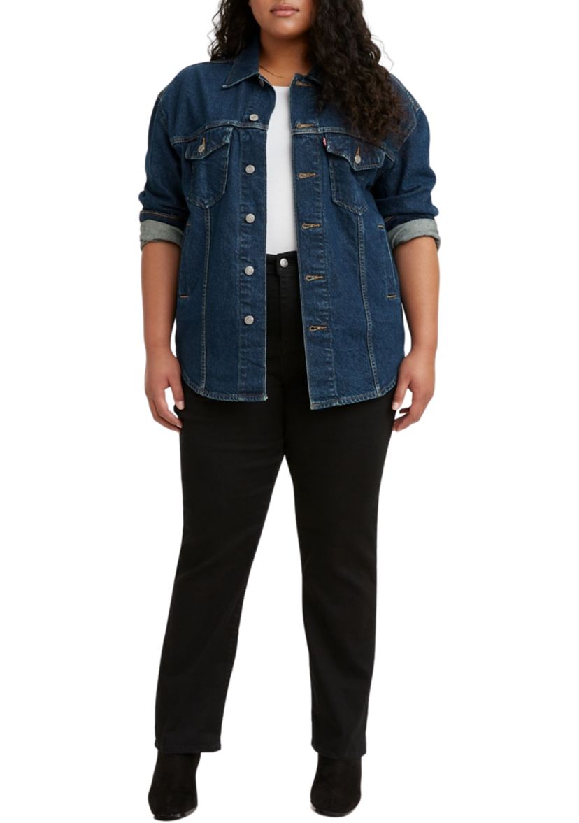 Plus Size High Rise Straight Jeans