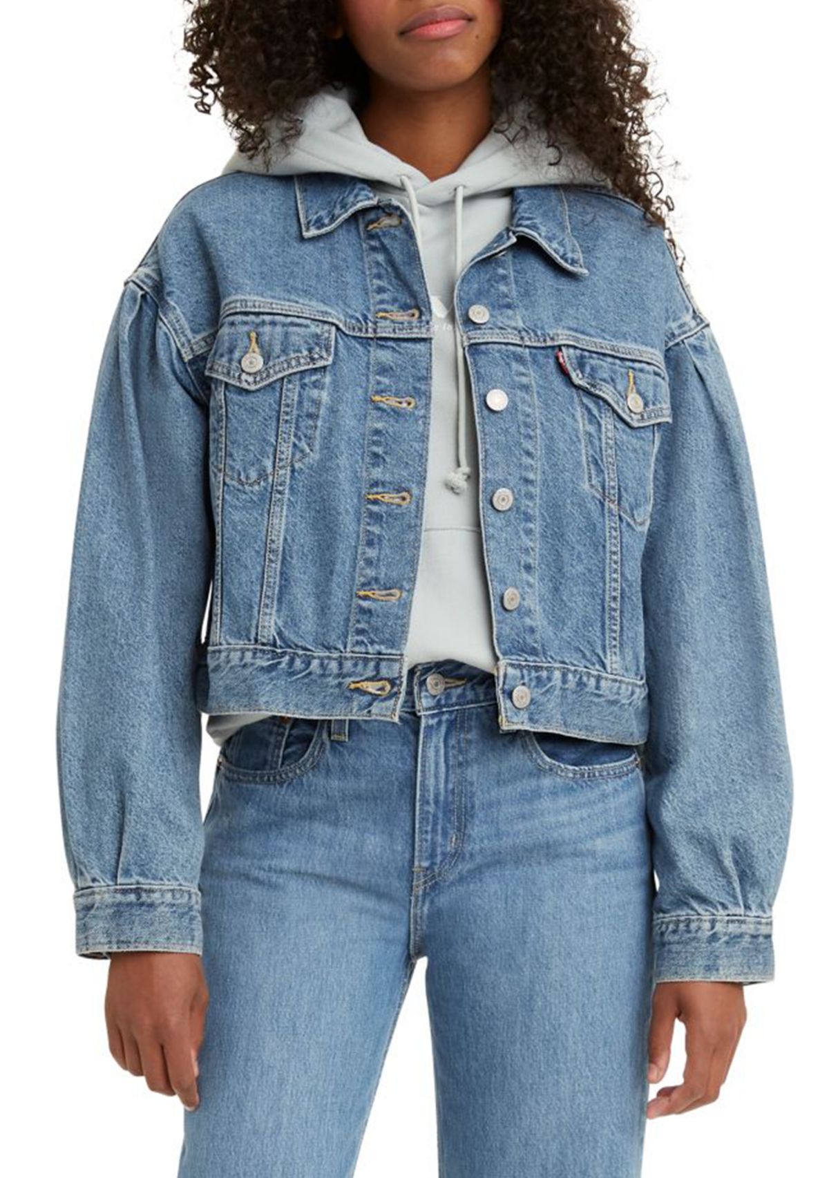  Pleated Sleeve Trucker Jacket