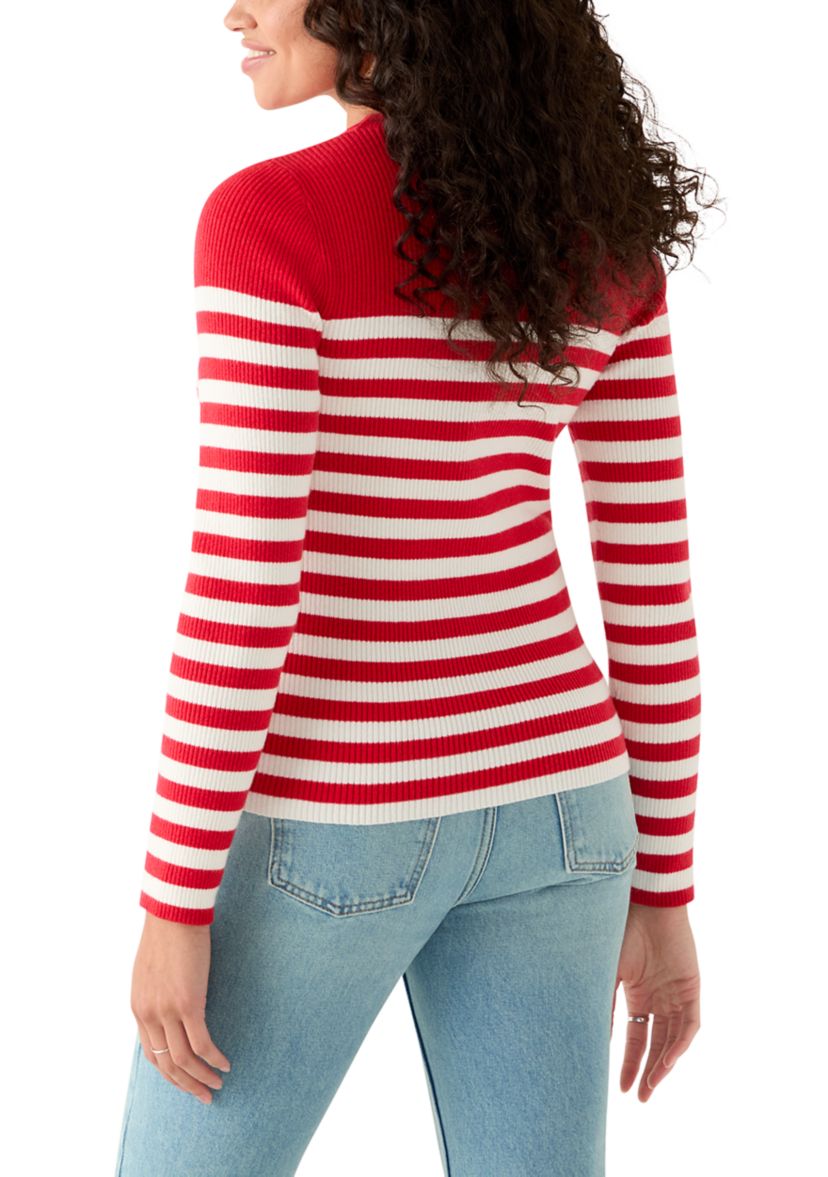 Ribbed Crew Neck Striped Sweater