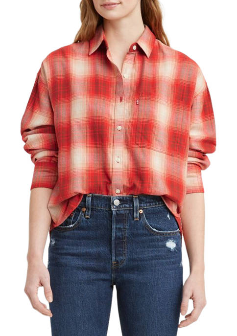 Levi's® Womens Henri Flannel Flame Scarlet Plaid Shirt