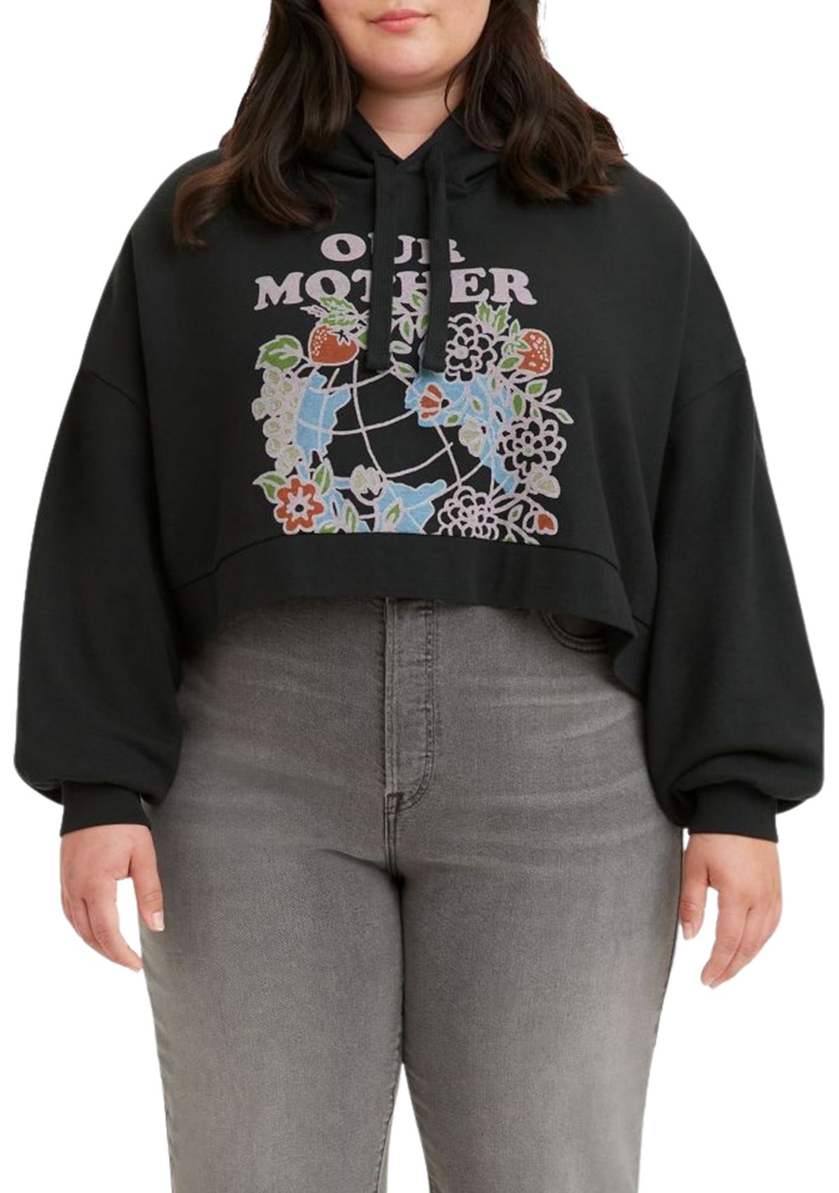 Plus Size Our Mother Graphic Cropped Hoodie