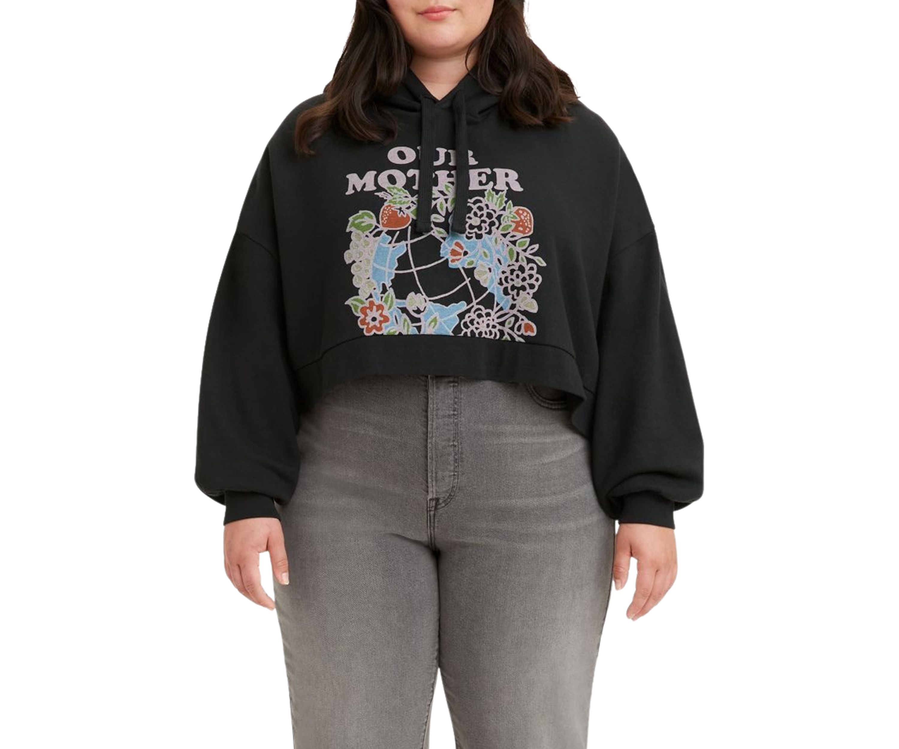 Plus Size Our Mother Graphic Cropped Hoodie