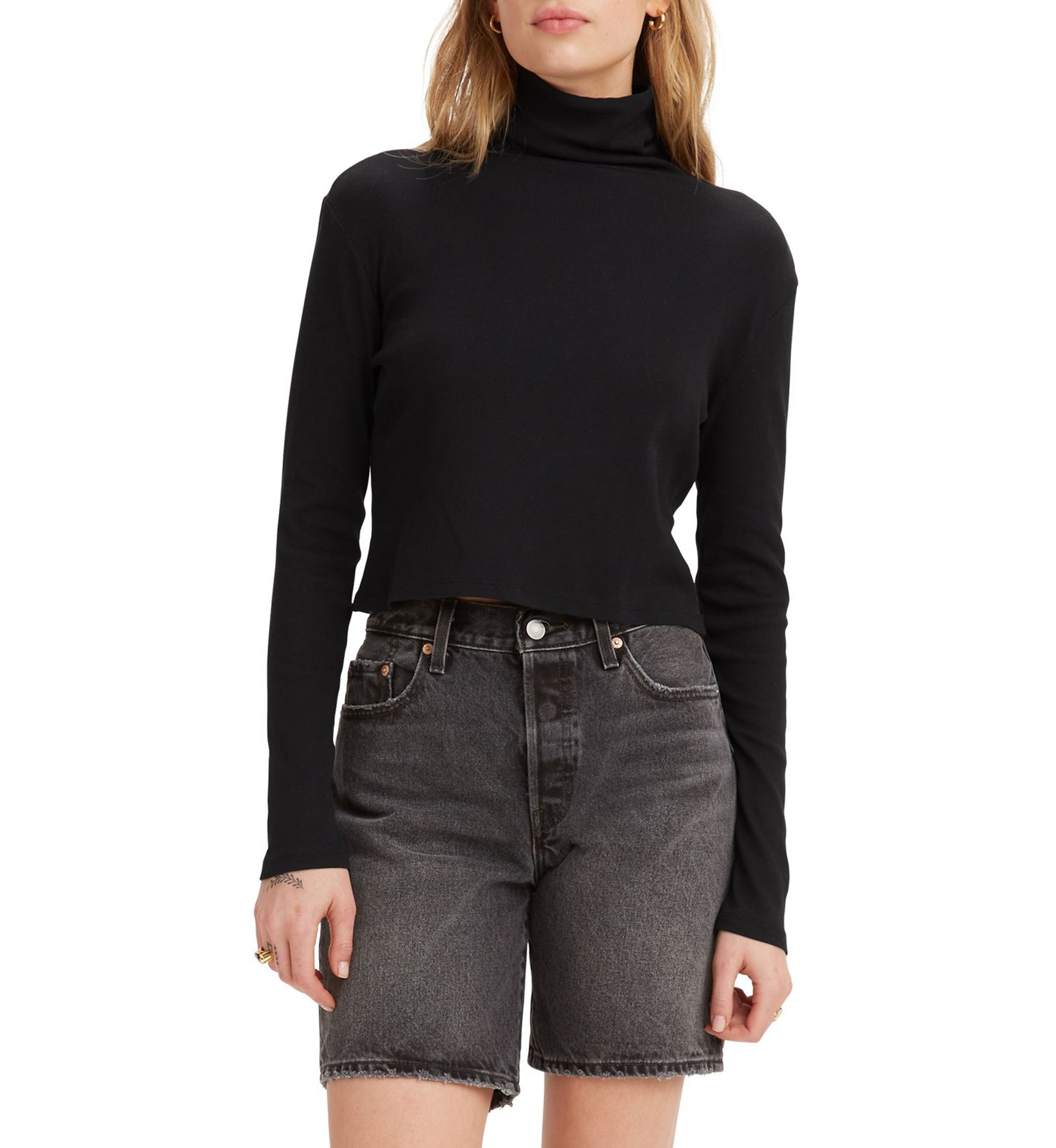 Moon Ribbed Turtleneck Top