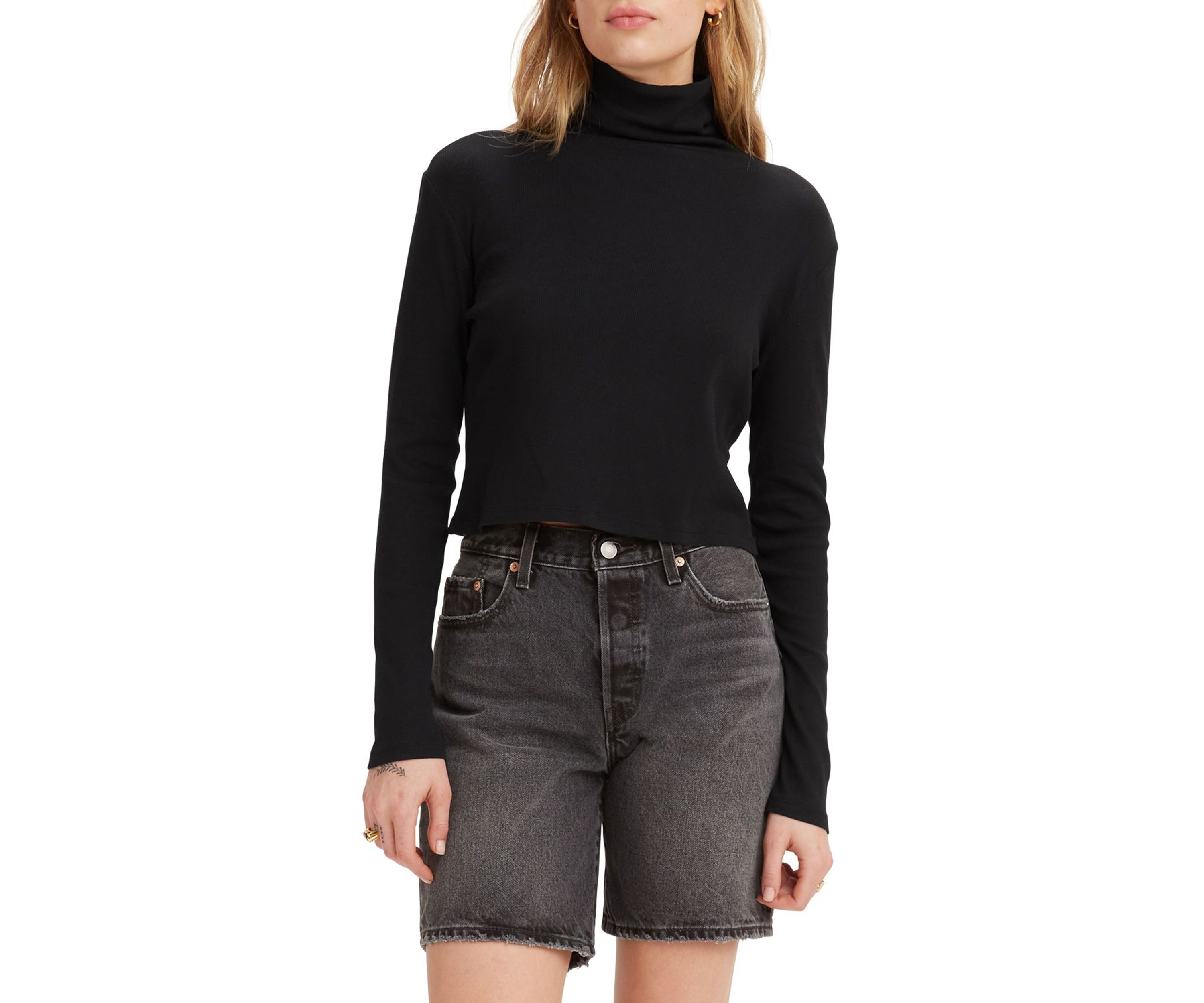 Moon Ribbed Turtleneck Top