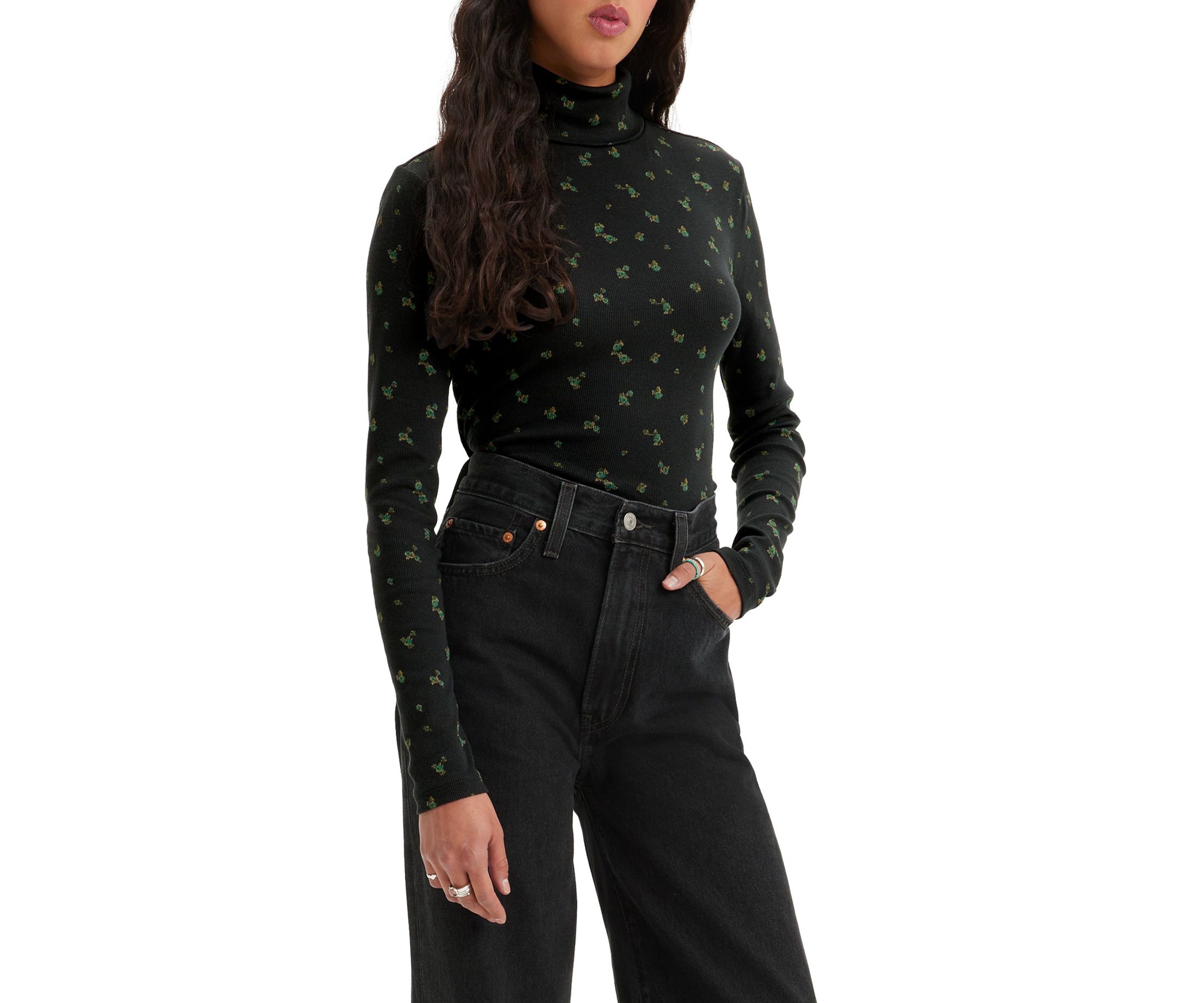 Moon Ribbed Turtleneck Top