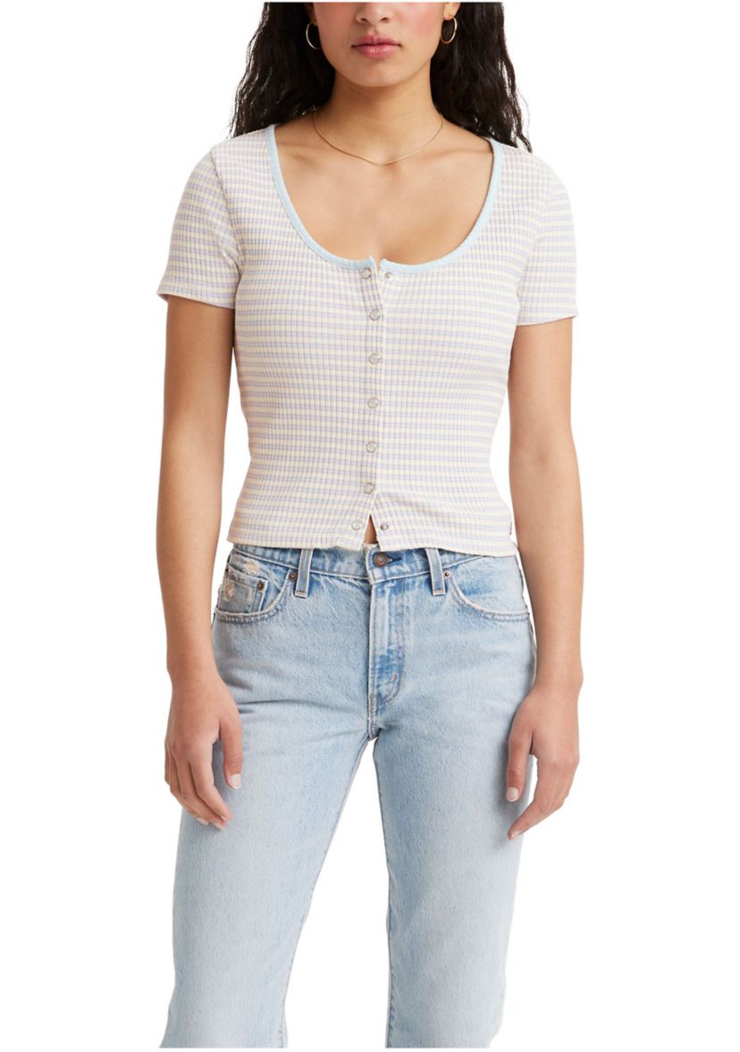 Short Sleeve Britt Snap Front Top