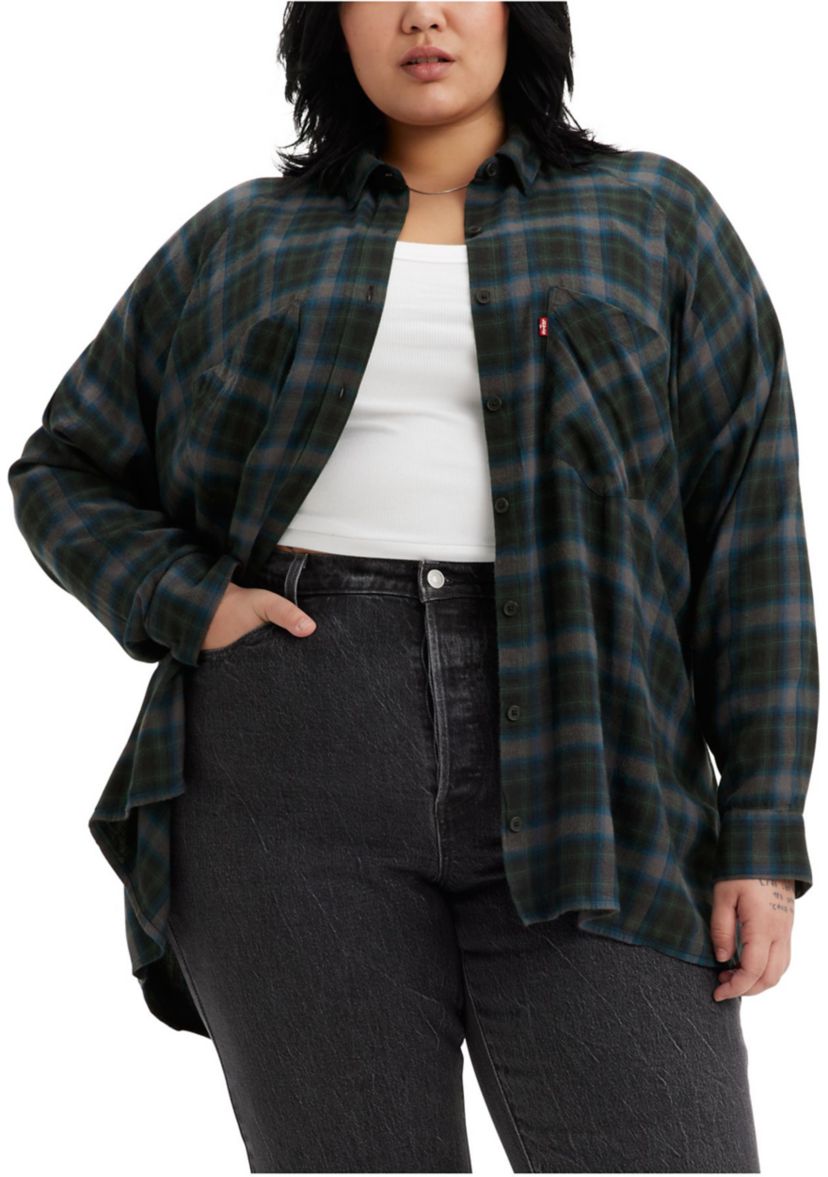 Plus Size Linda Plaid Button Up Shirt