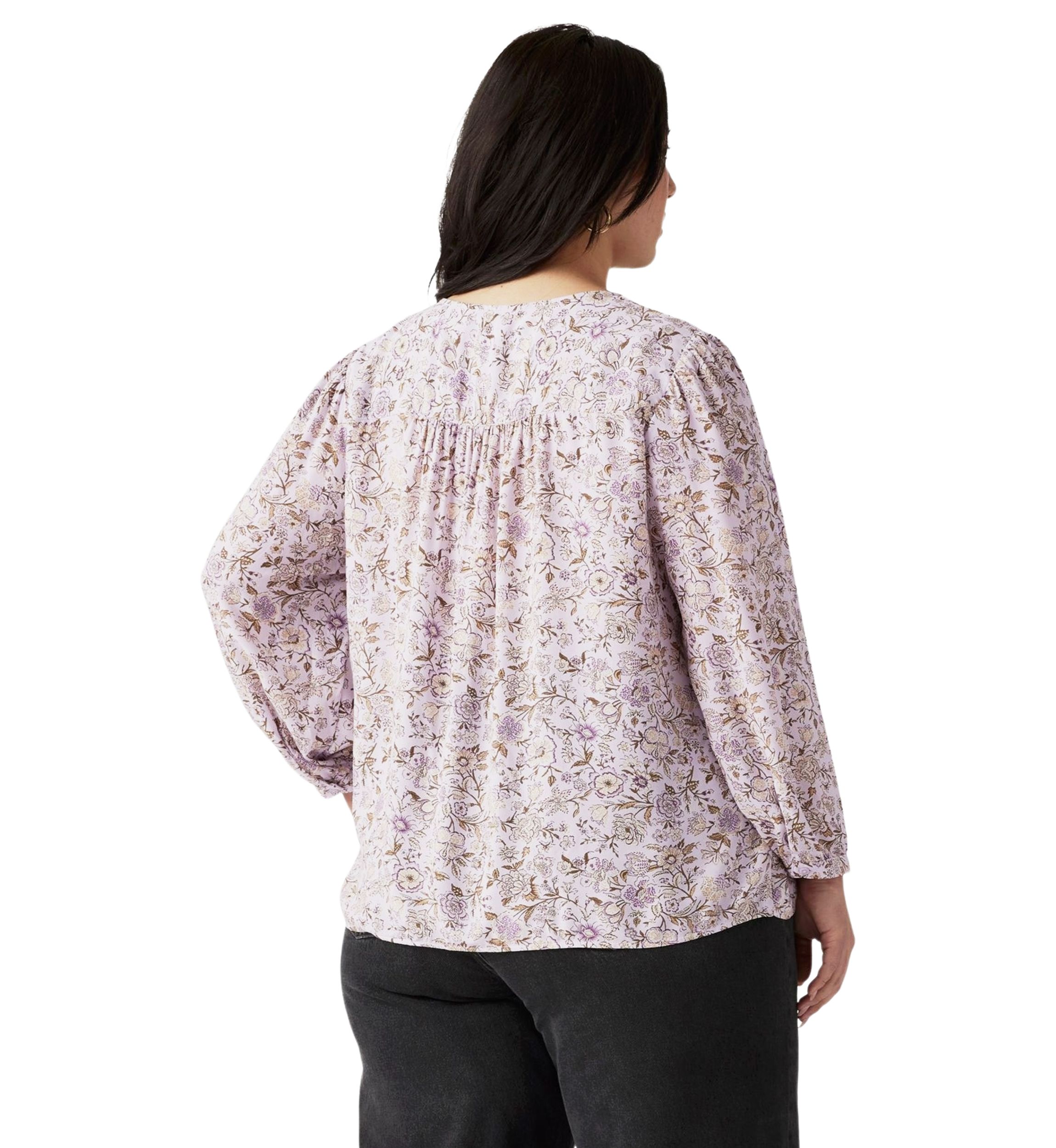 Long Sleeve Tapestry Floral Lavender Top