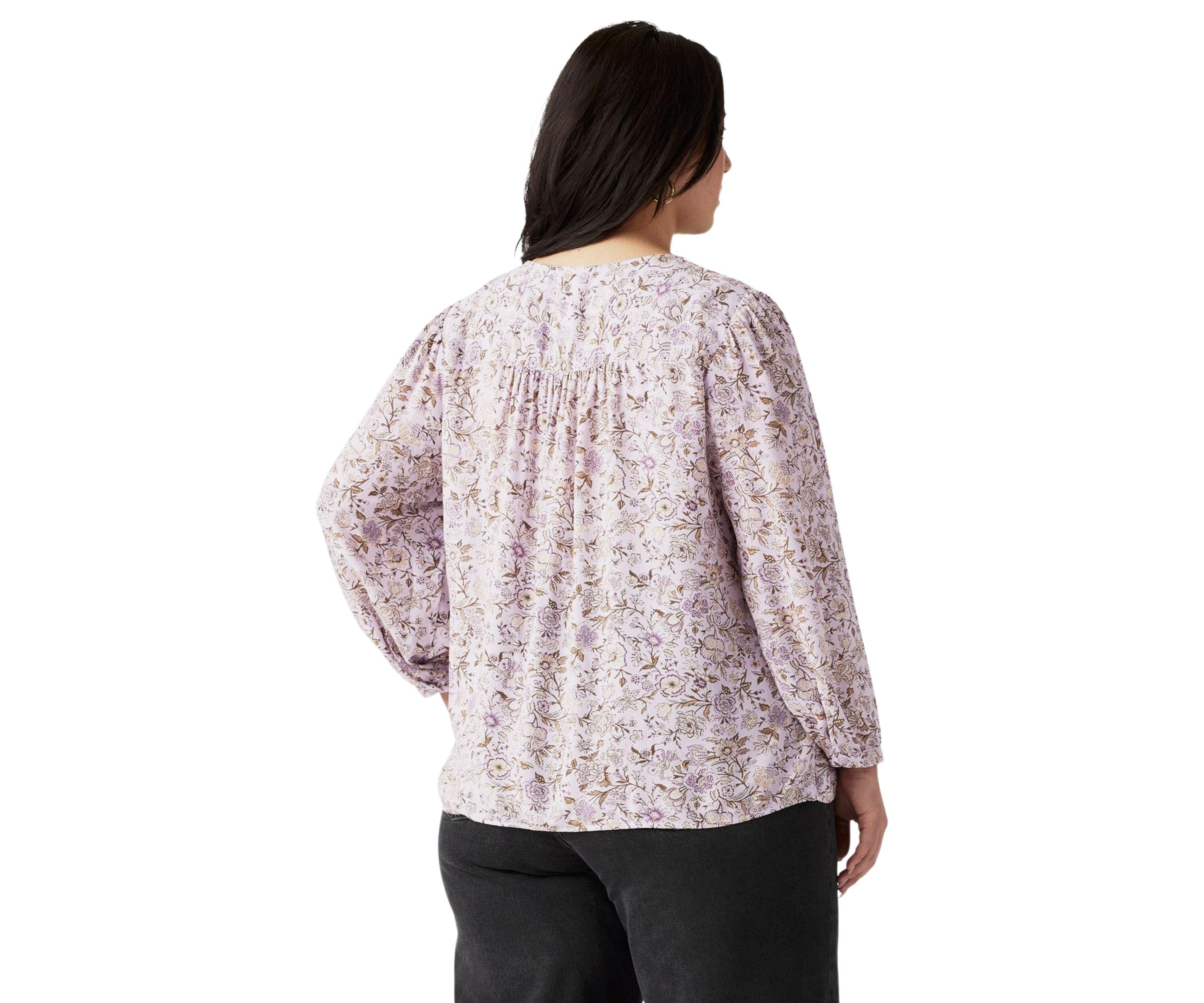 Long Sleeve Tapestry Floral Lavender Top