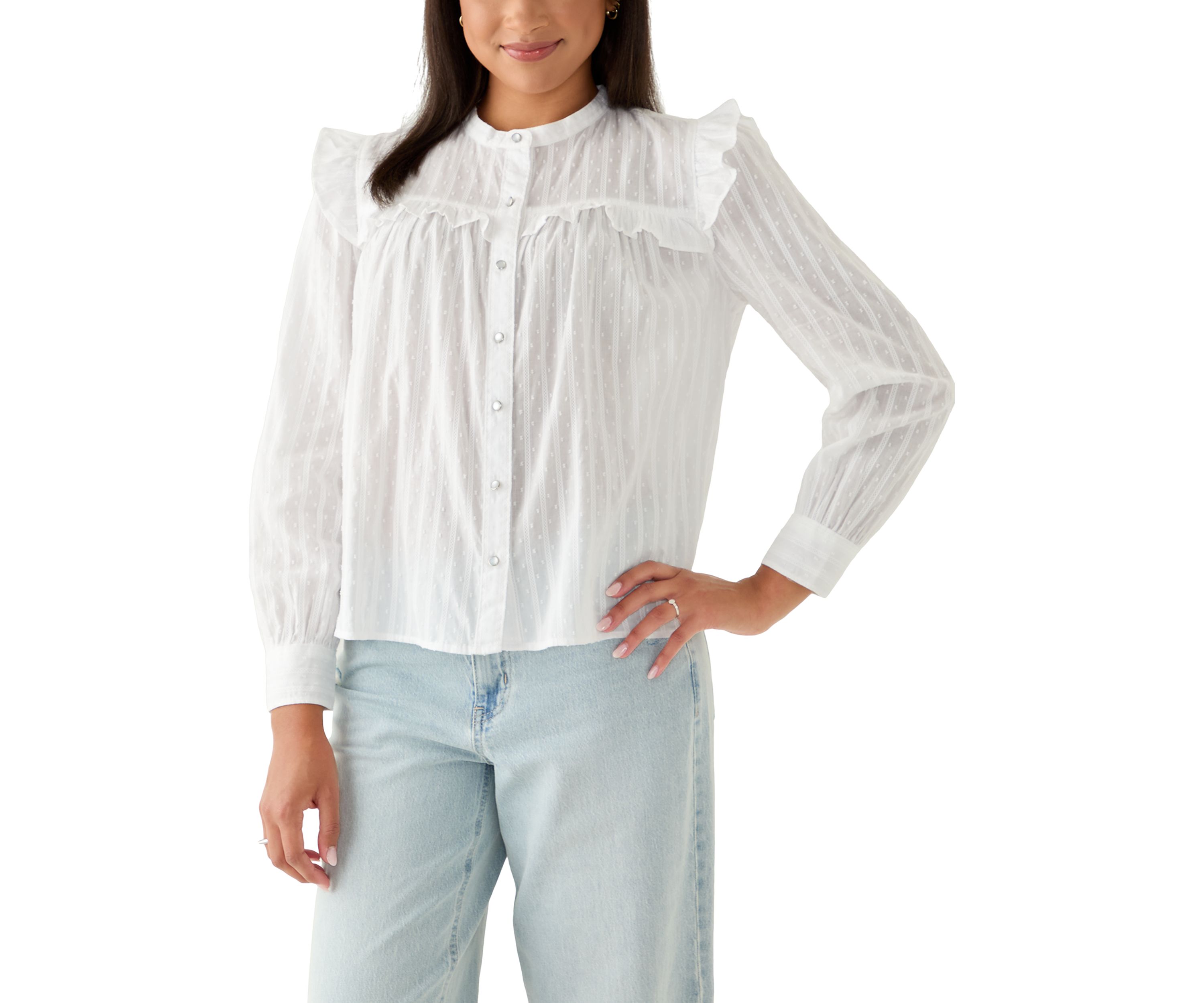 Womens Long Sleeve Ruffle Blouse