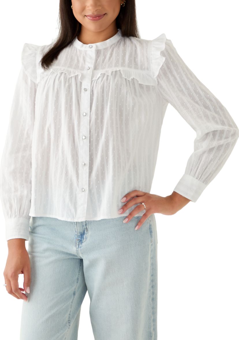 Womens Long Sleeve Ruffle Blouse