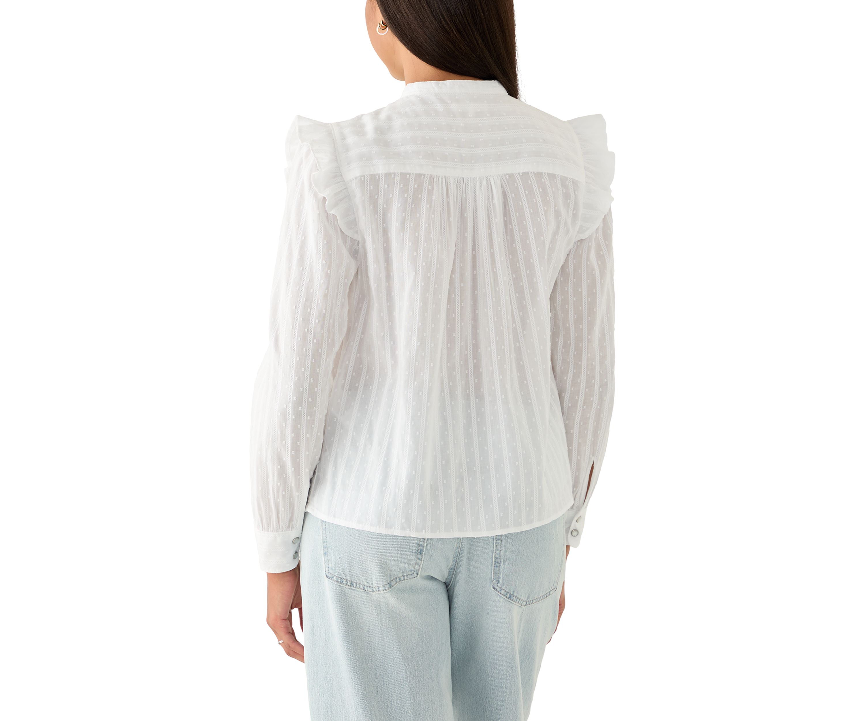 Womens Long Sleeve Ruffle Blouse