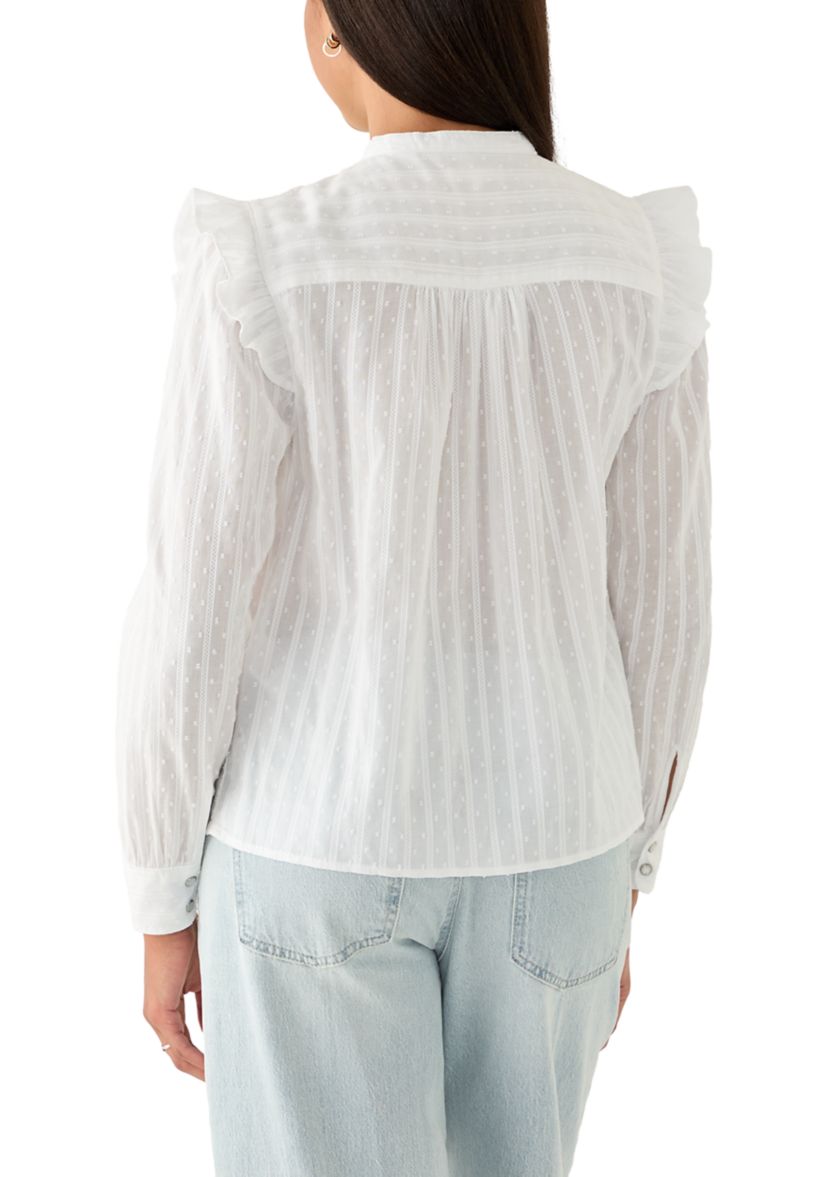 Womens Long Sleeve Ruffle Blouse