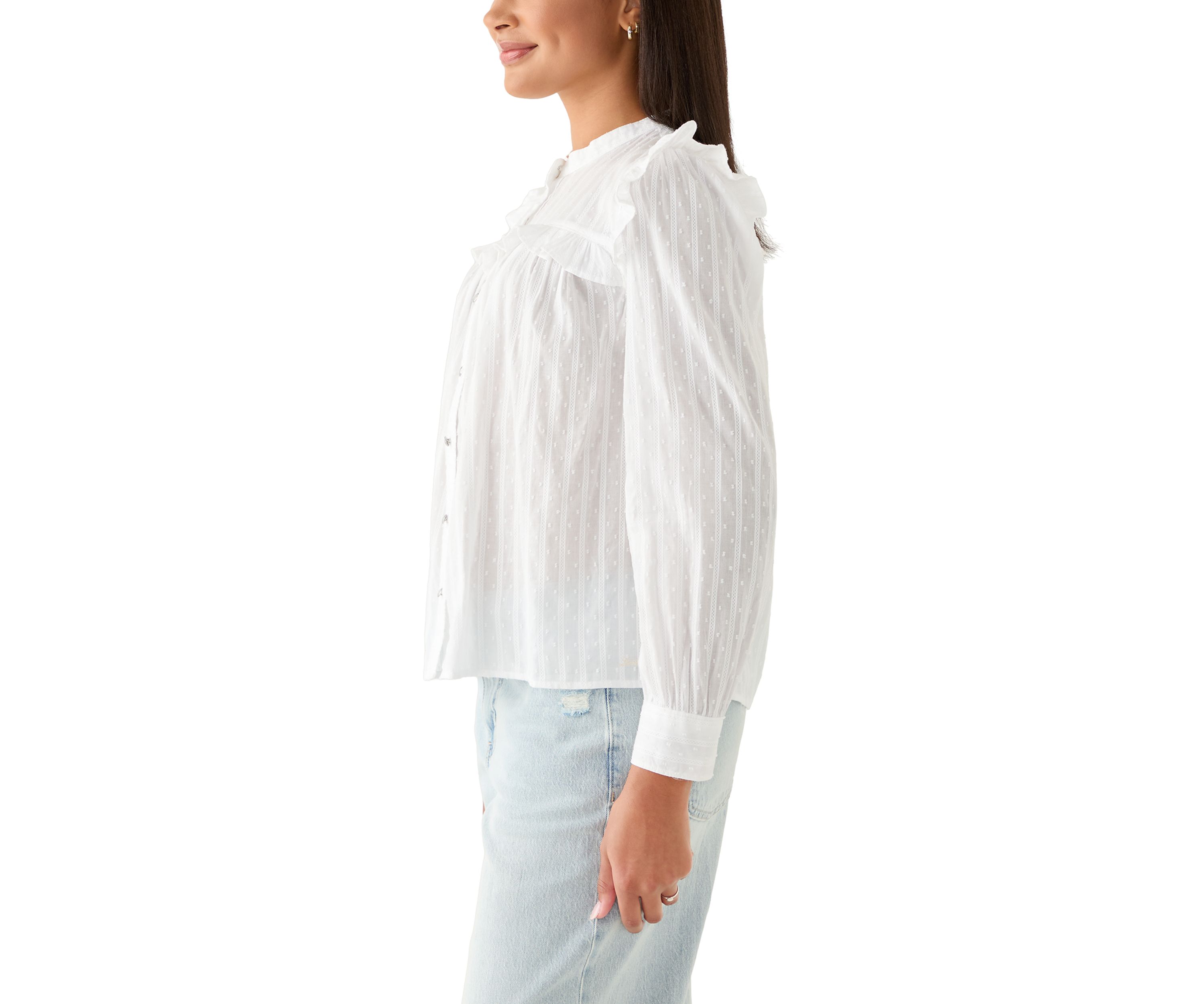 Womens Long Sleeve Ruffle Blouse