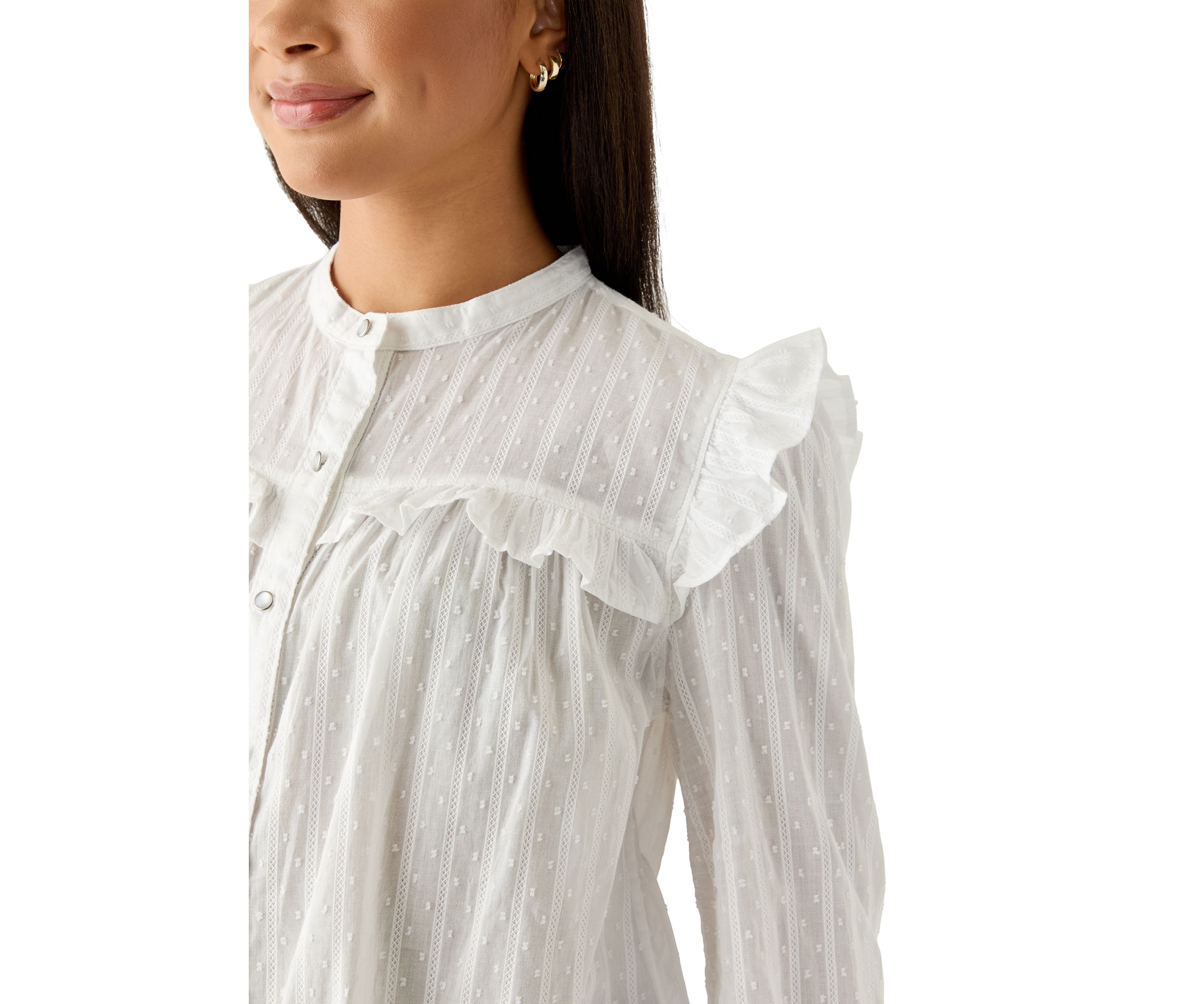 Womens Long Sleeve Ruffle Blouse