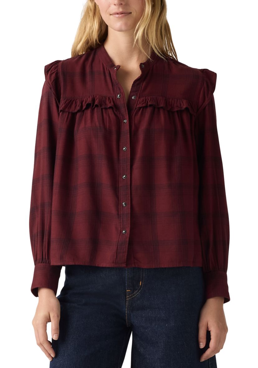 Levi's® Gianna Long Sleeve Plaid Ruffle Blouse | Belk
