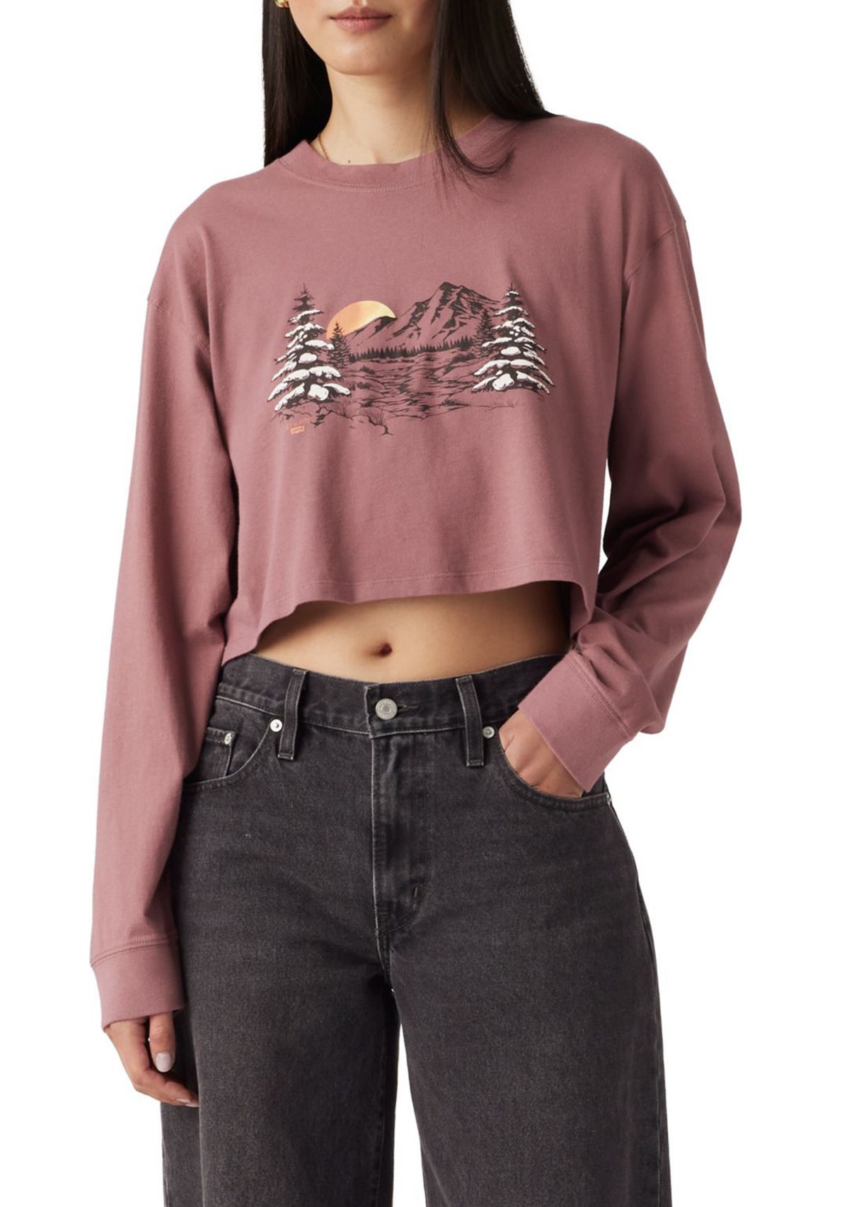 Cropped Long Sleeve Graphic Football T-Shirt