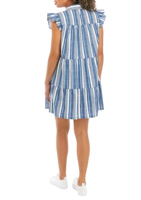 Flutter Sleeve Striped Dress