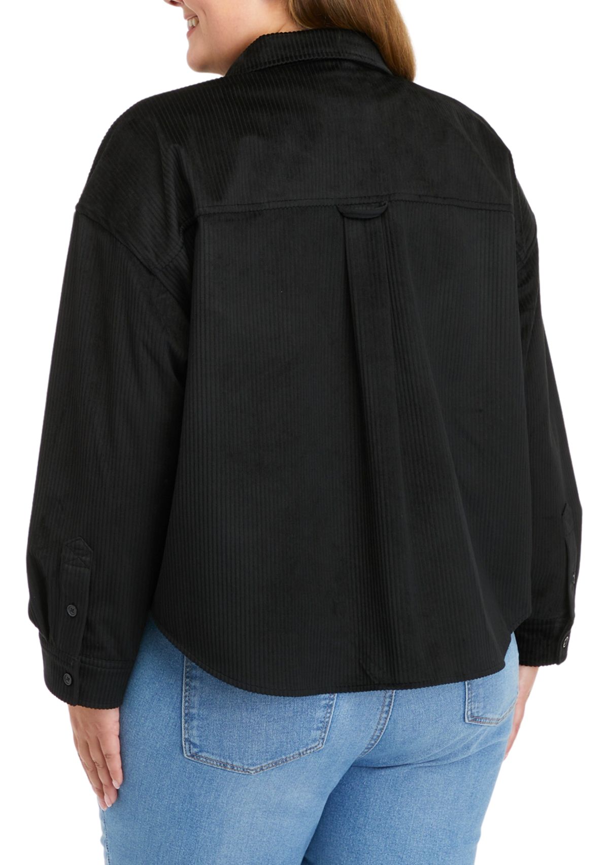 Plus Size Cropped Corduroy Shacket