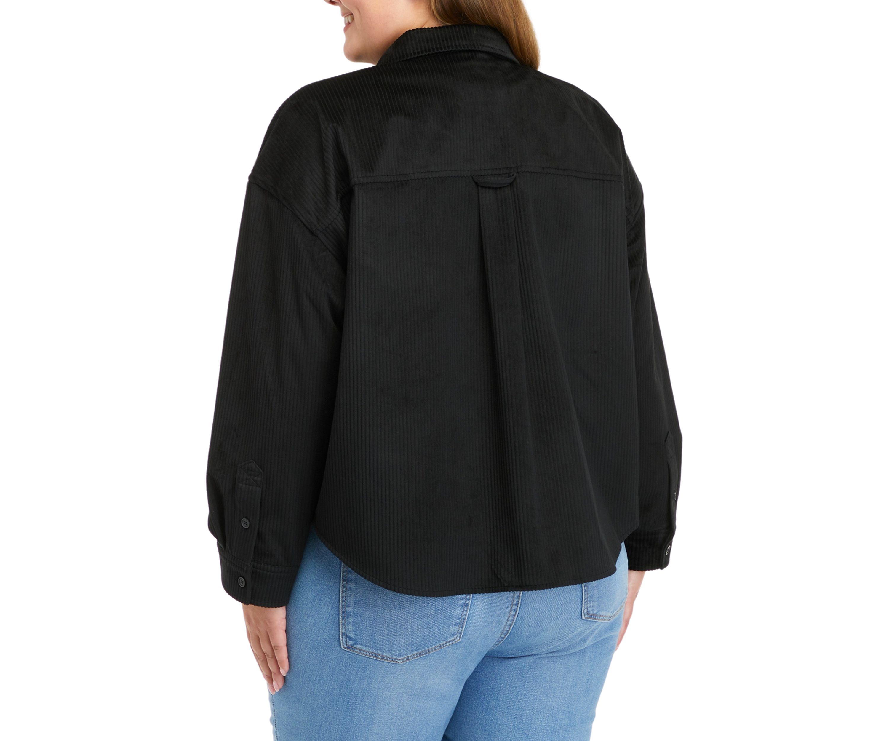 Plus Size Cropped Corduroy Shacket