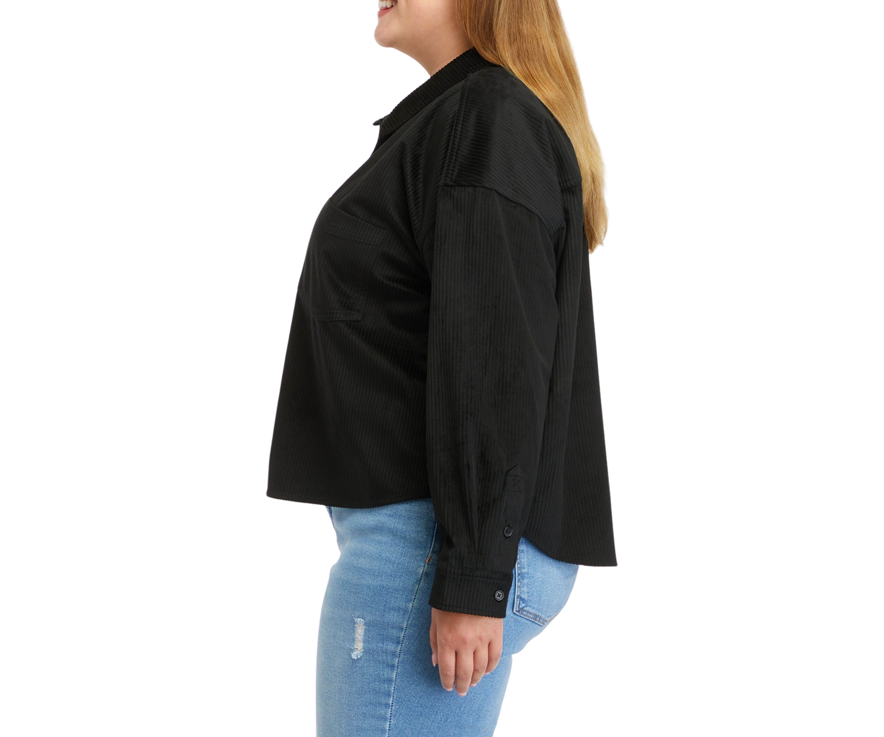 Plus Size Cropped Corduroy Shacket